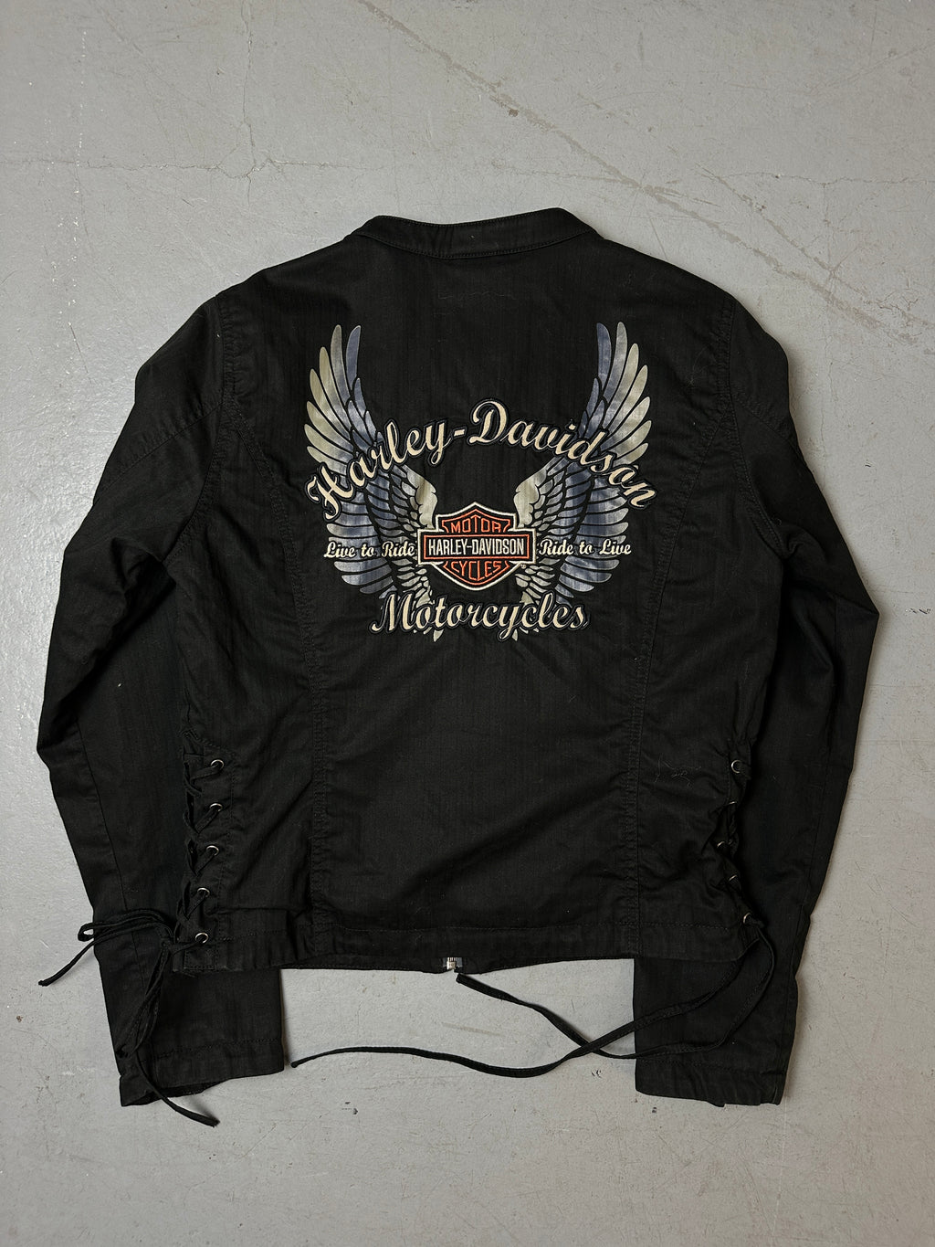Produktbild von Vintage Black Harley Davidson Jacket S/M von hinten