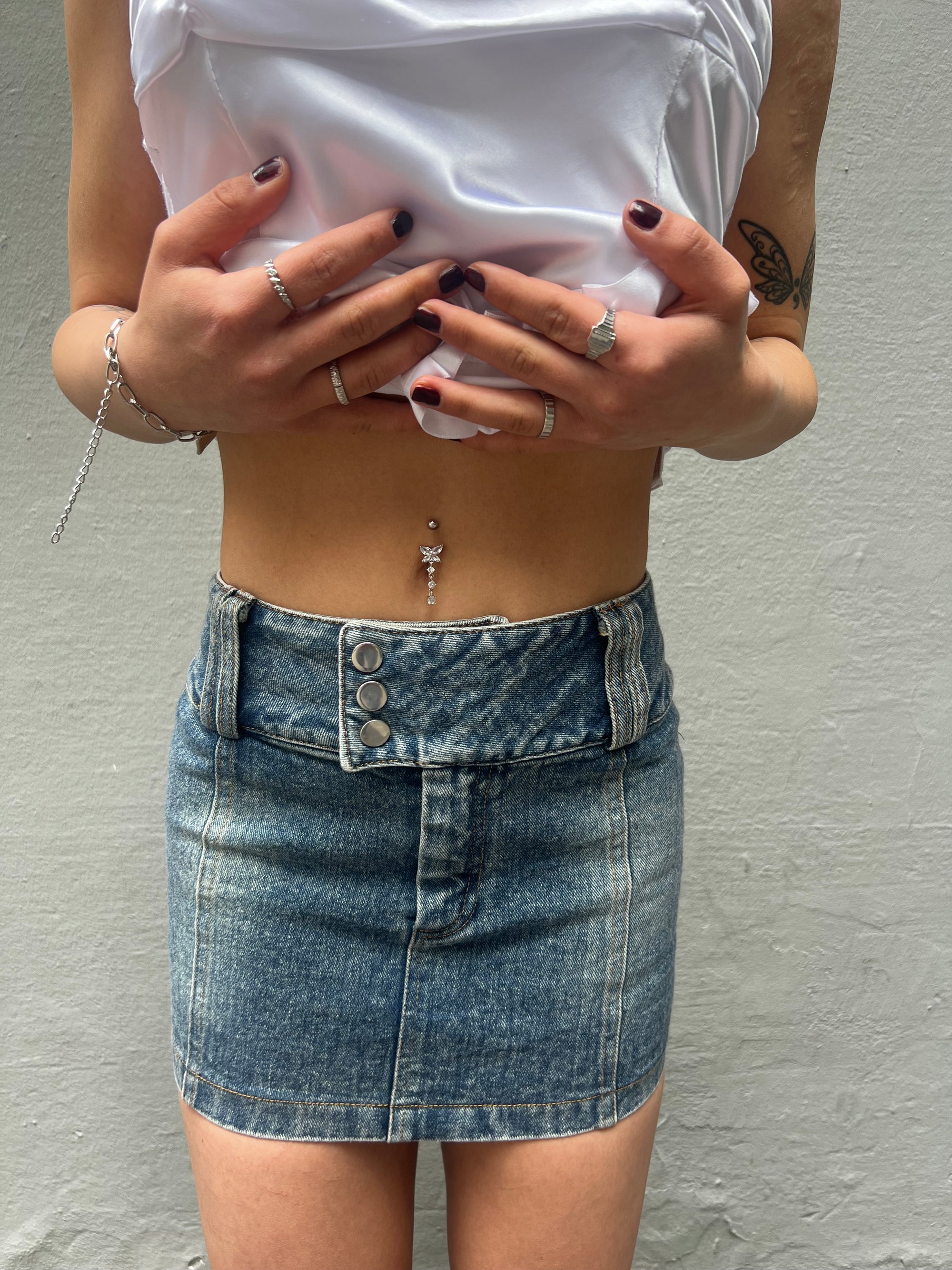 Vintage Blue Denim Skirt XS