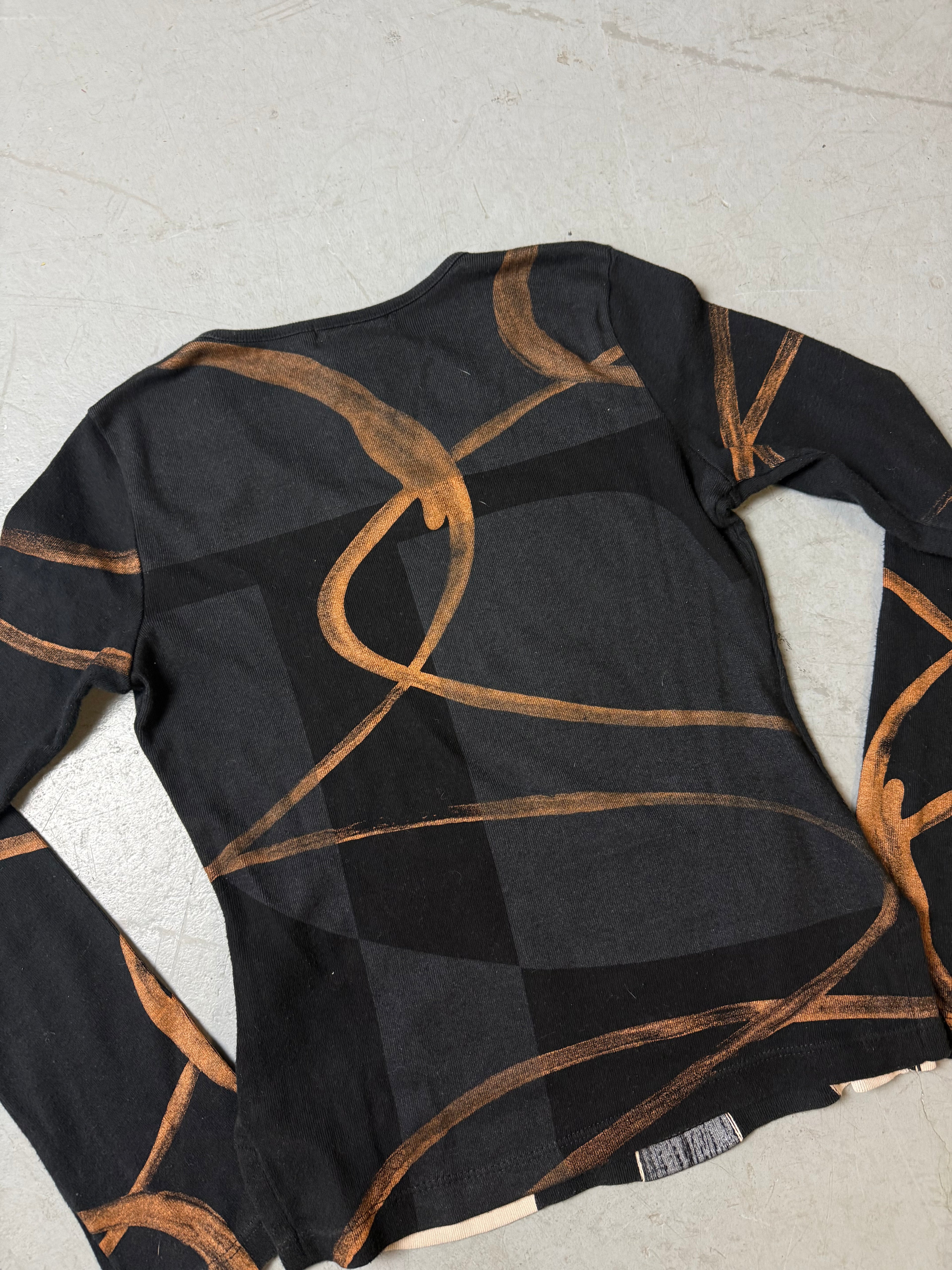 Vintage Custo Barcelona Black and Orange Longsleeve XS