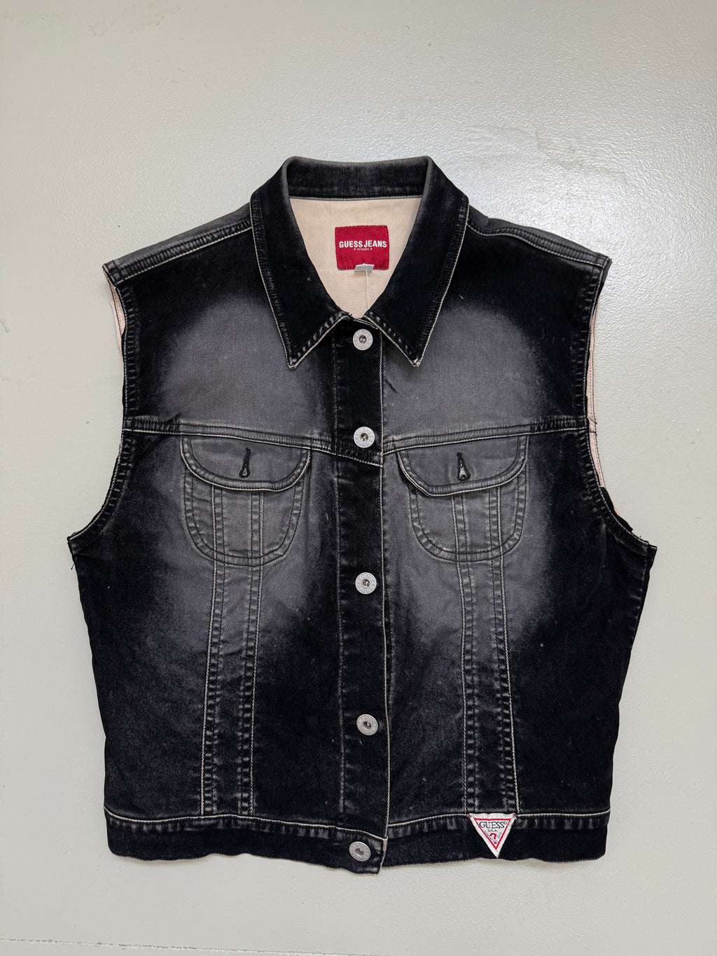 Vintage Guess Denim Button Up Top L