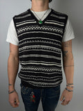 Vintage Polo Ralph Lauren Black and White Sleeveless Knit Sweater für Herren. Y2K Second Hand 2000s Fashion