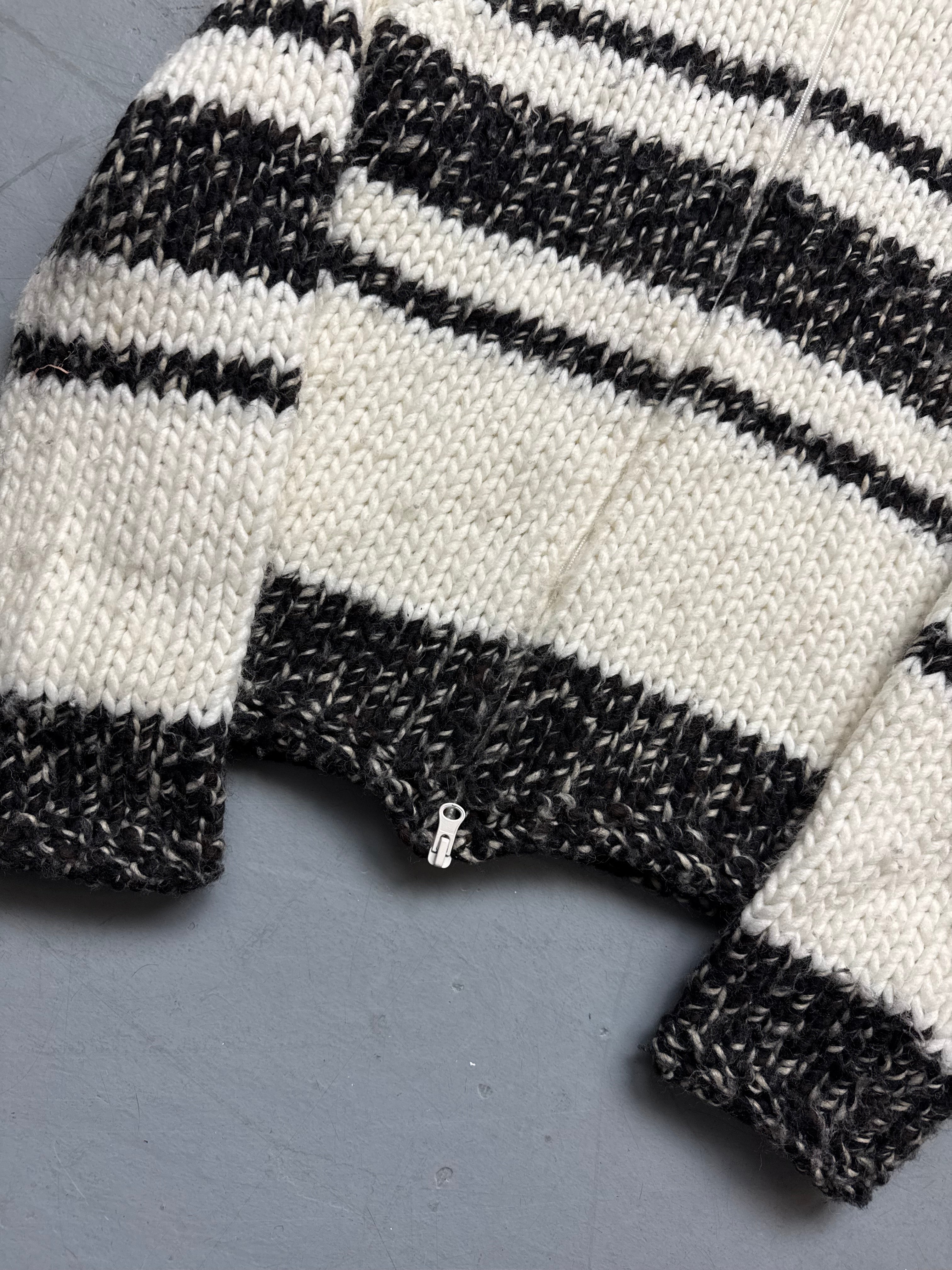 Vintage Denny Rose Striped Wool Zipper für Damen. Y2K Second Hand 2000s Fashion