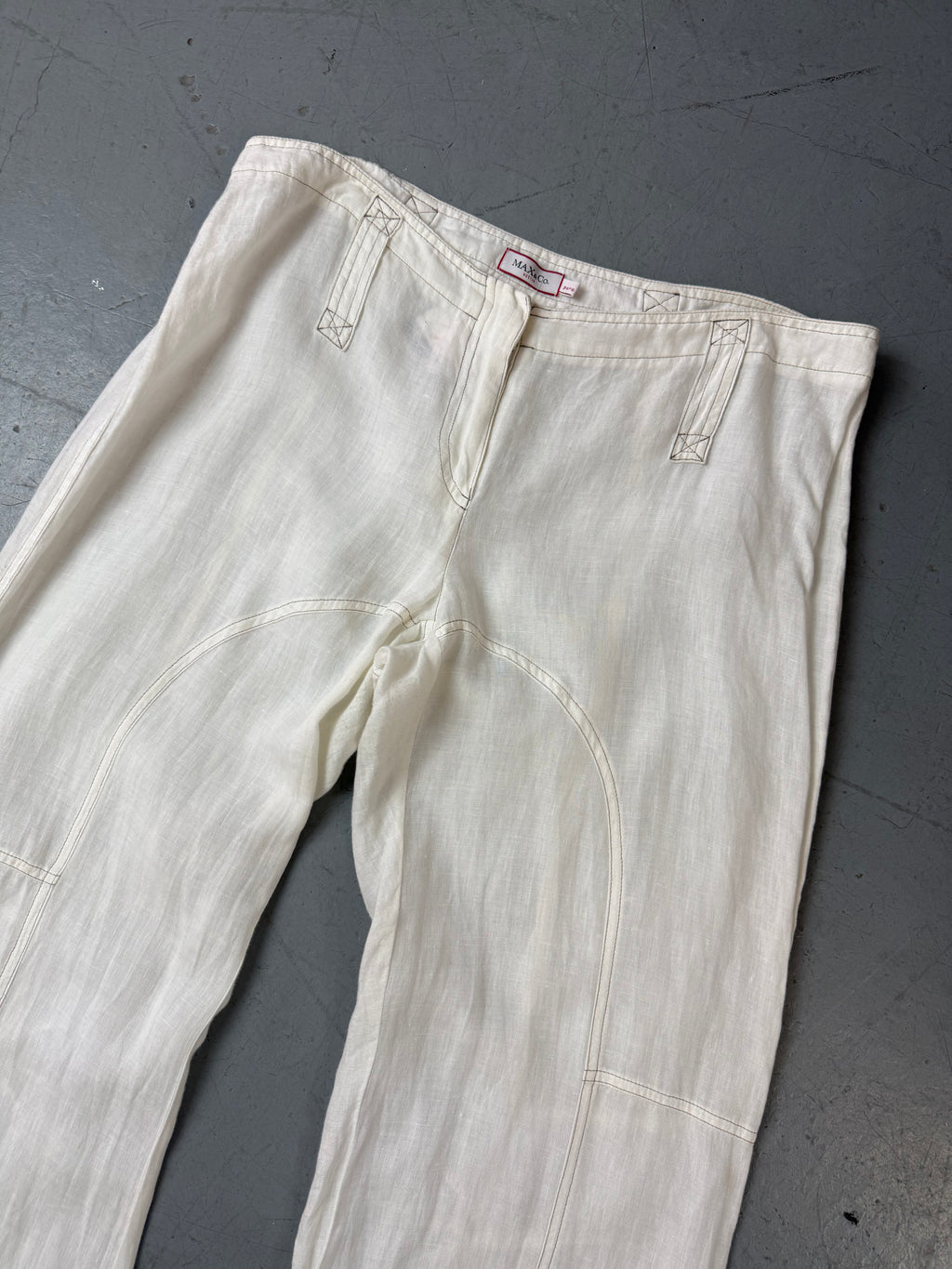 Vintage Max&Co White Linen Pants für Herren. Secondhand Y2K 2000s Fashion