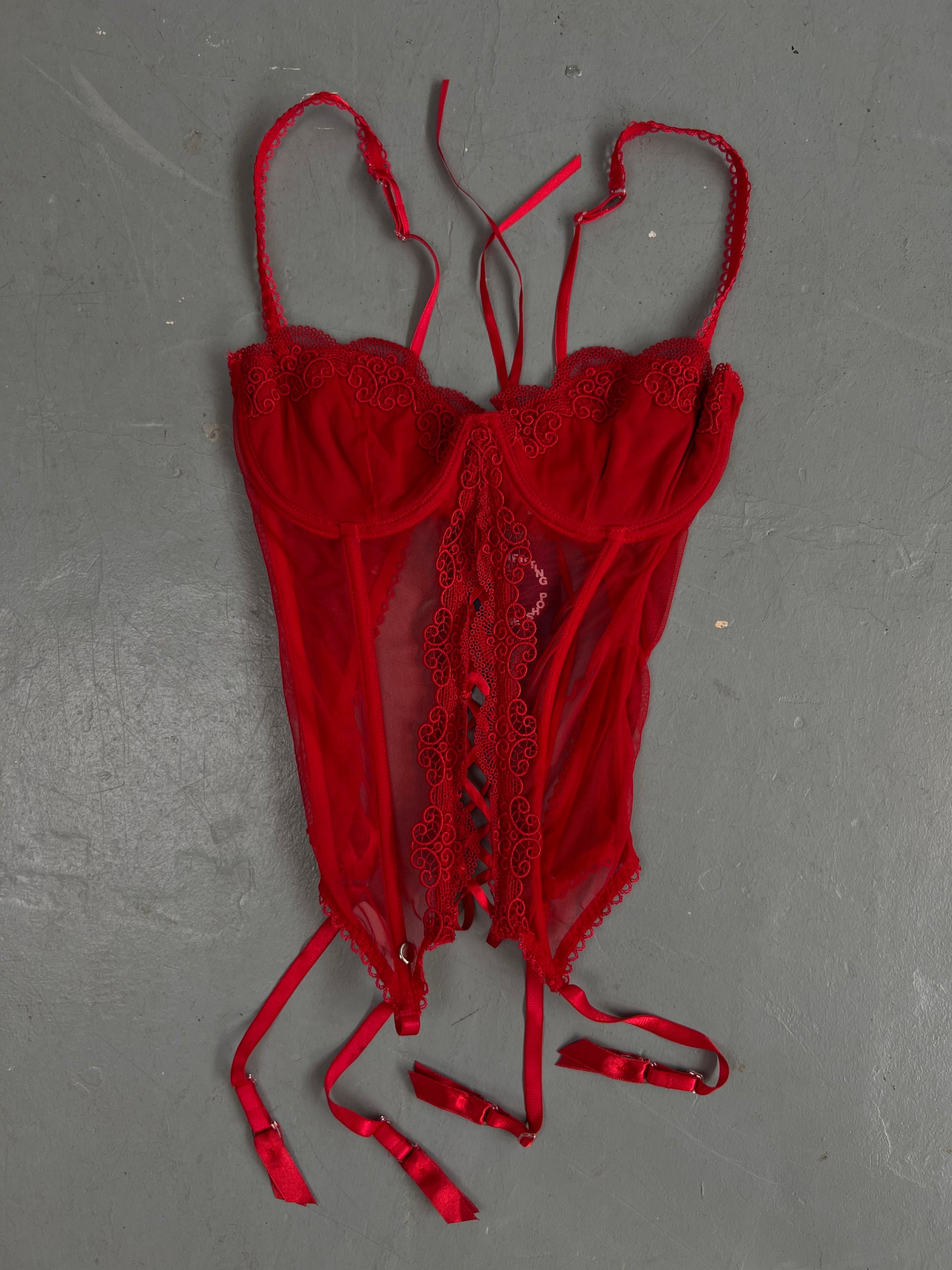 Vintage Red Transparent Corsett Top XS/S