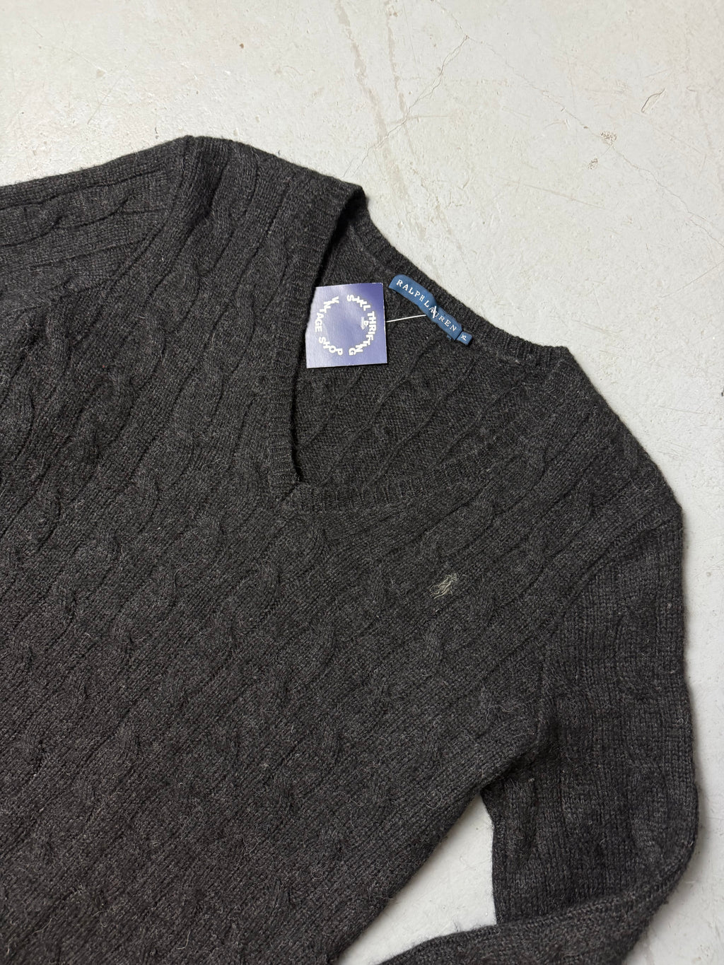 Vintage Ralph Lauren Dark Grey Wool Sweater for boys and girls. Y2K Second Hand 2000s Fashion 