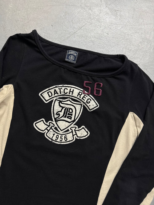 Vintage Black/White Datch Printed Top for women. Y2K Second Hand 2000s Fashion 