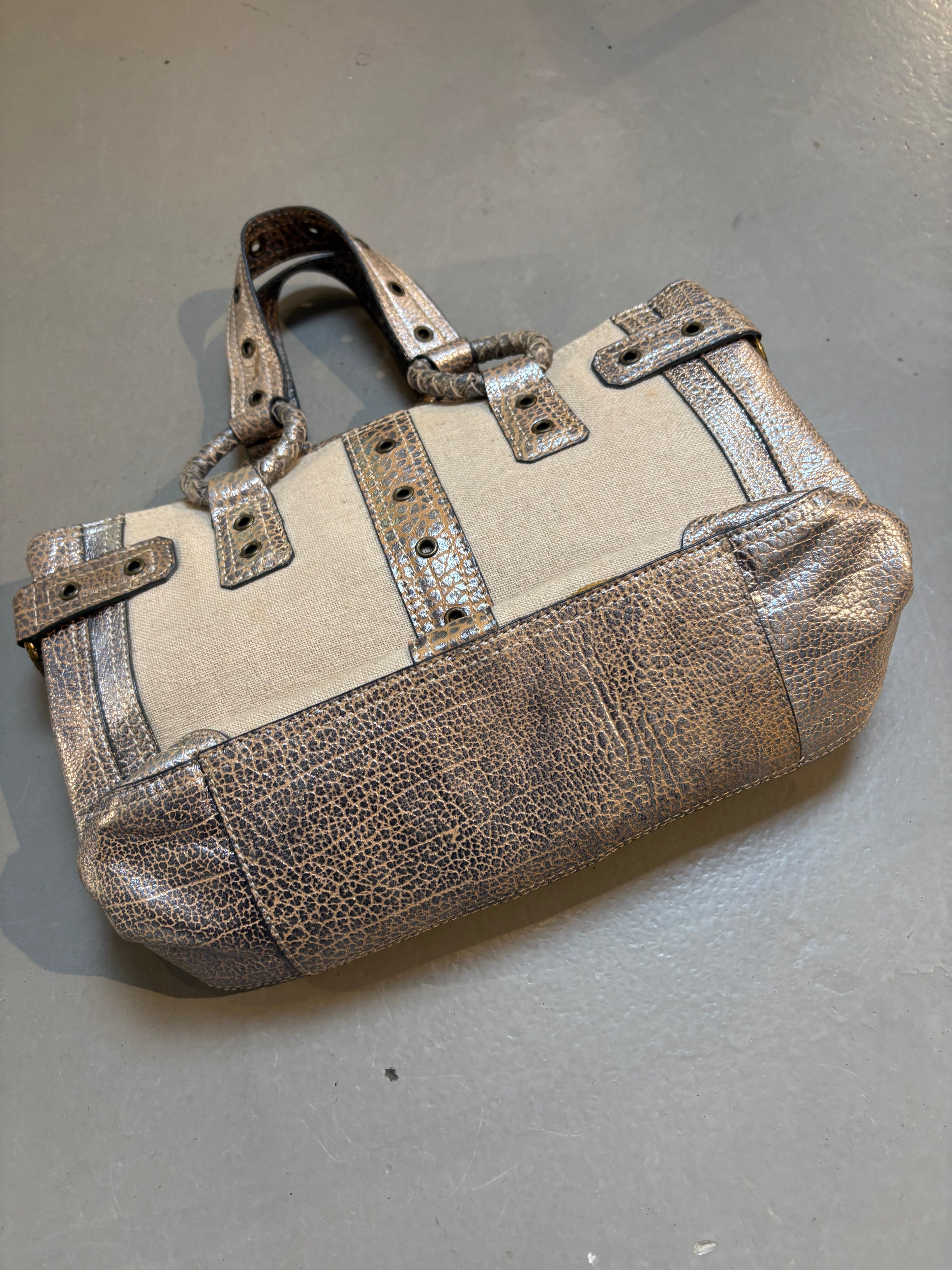 Vintage Beige Just Cavalli Mini Bag With Gold Details