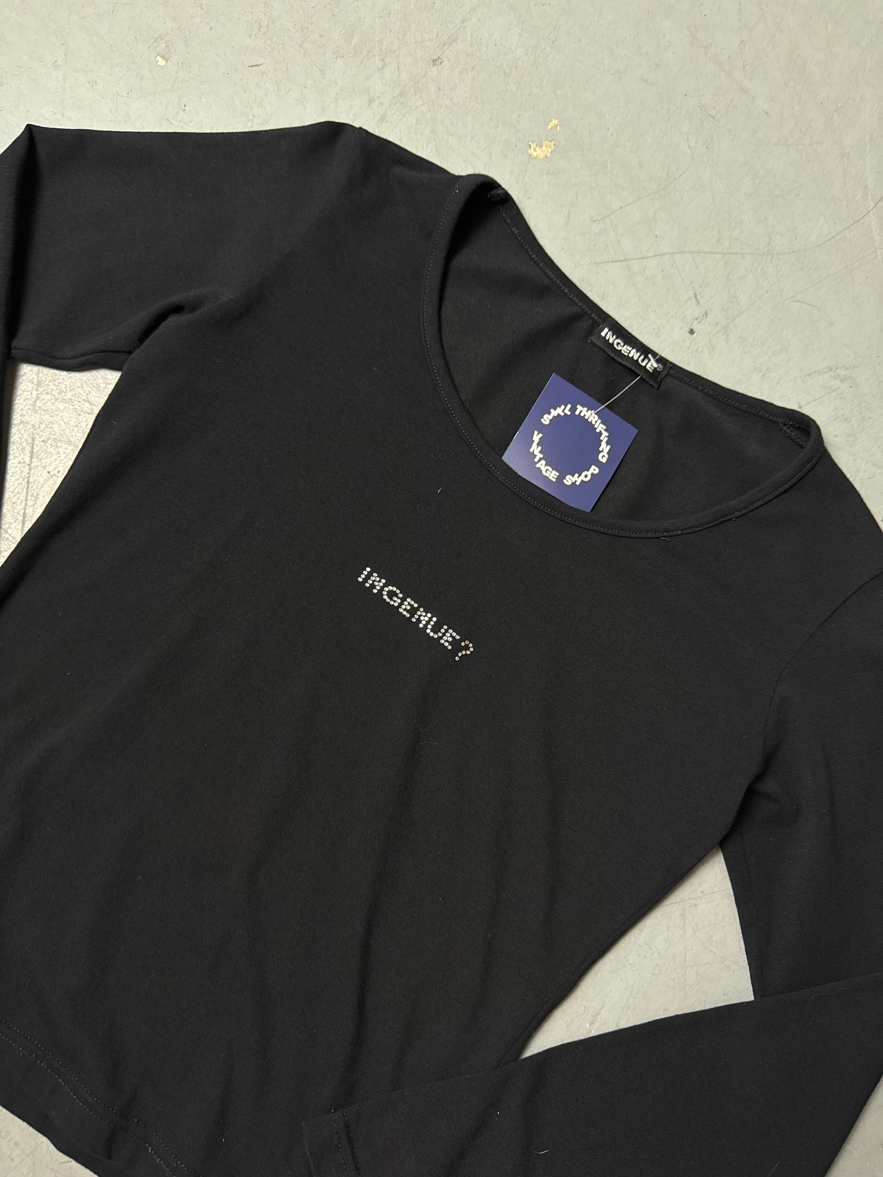 Vintage Ingenue Black Rhinestone Longsleeve S