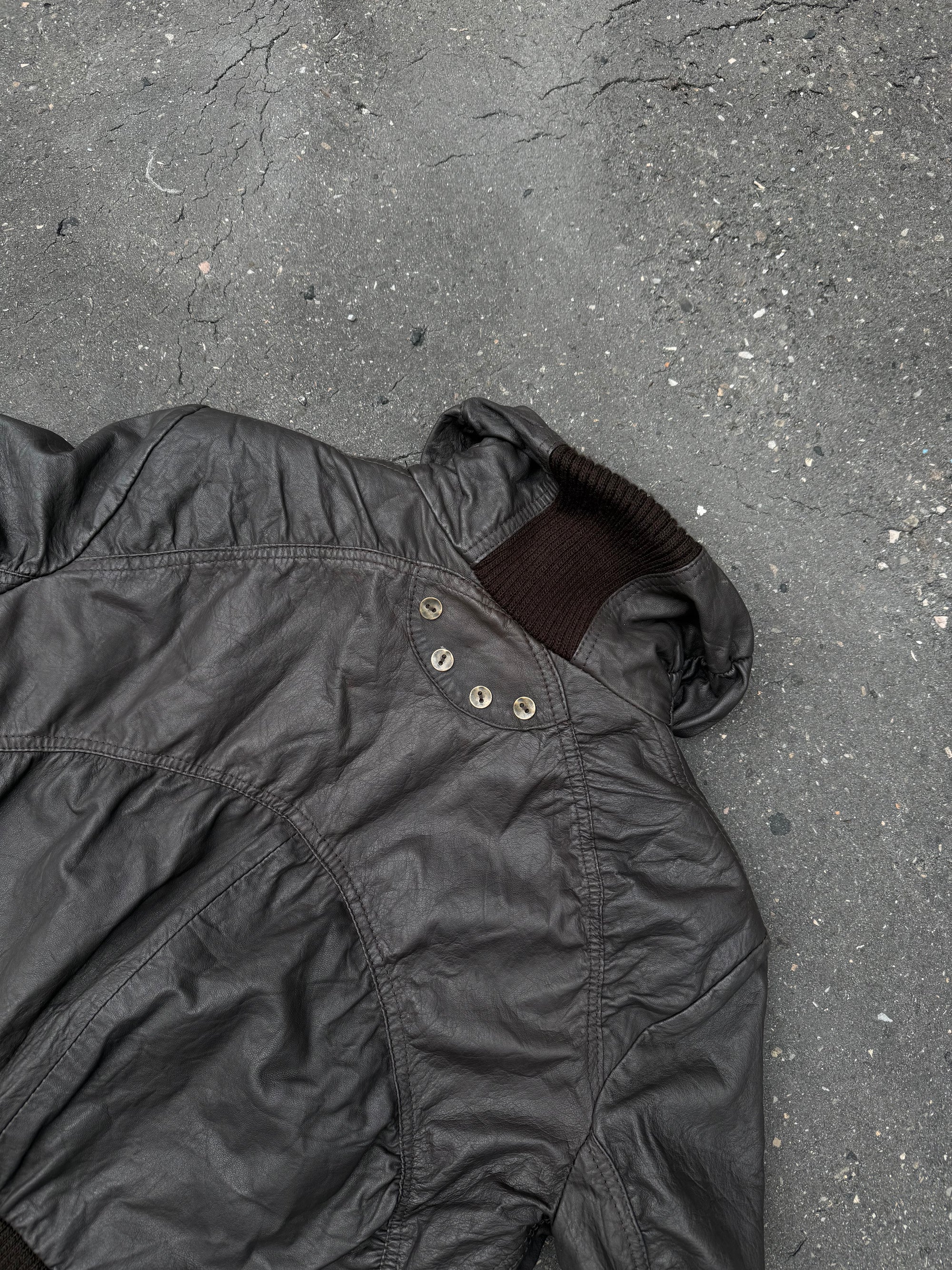 Vintage Brown Cropped Leather Jacket S