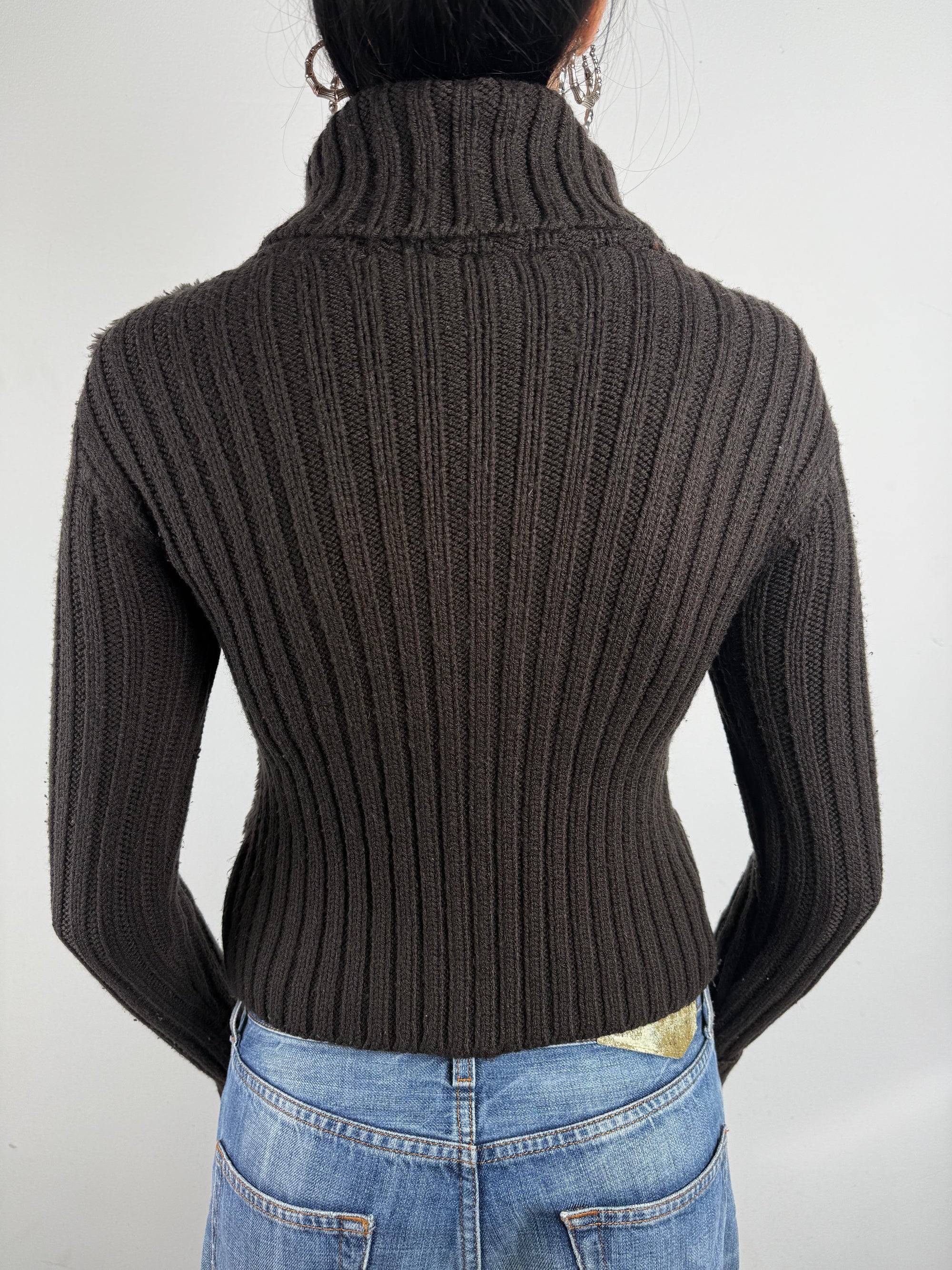 Vintage Brown Faux Fur Knit Jacket S