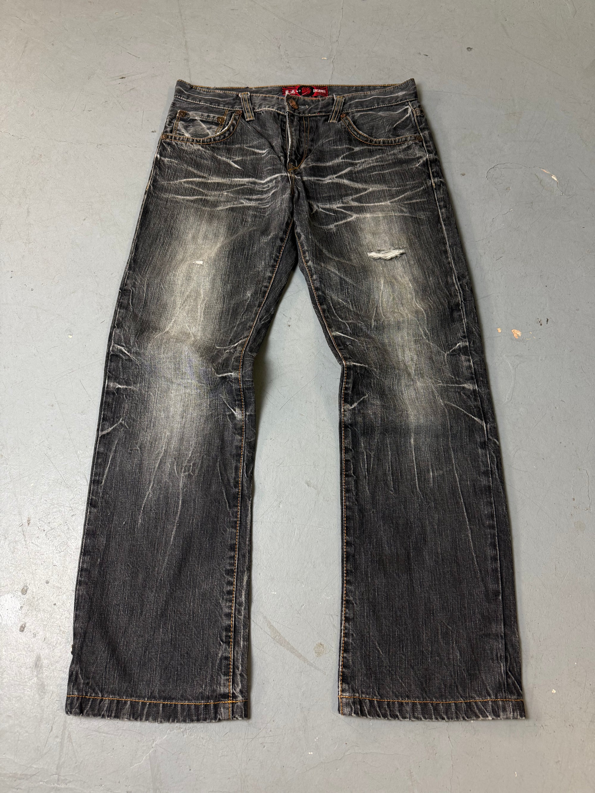 Produktbild von einer Vintage Oniarai Grey Washed Ripped Denim von vorne