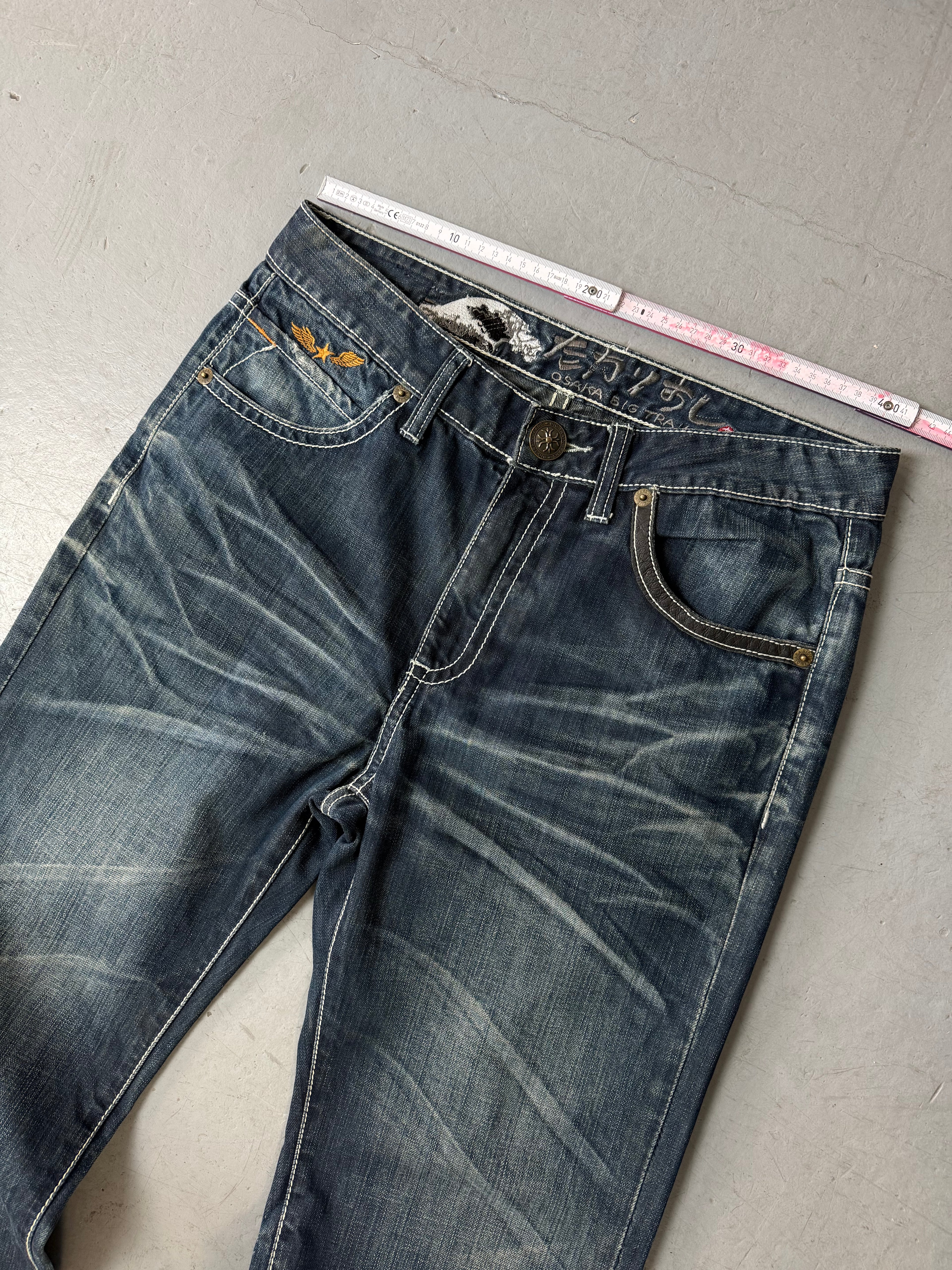 Vintage Big Train Japanische baggy Denimmfür Herren Y2K Second Hand Fashion