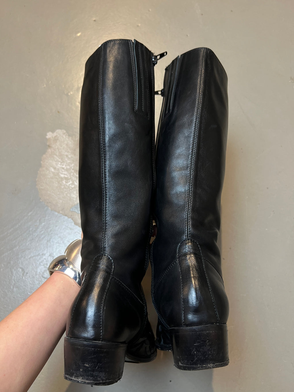 Vintage Black Cowboy Leather Boots 35