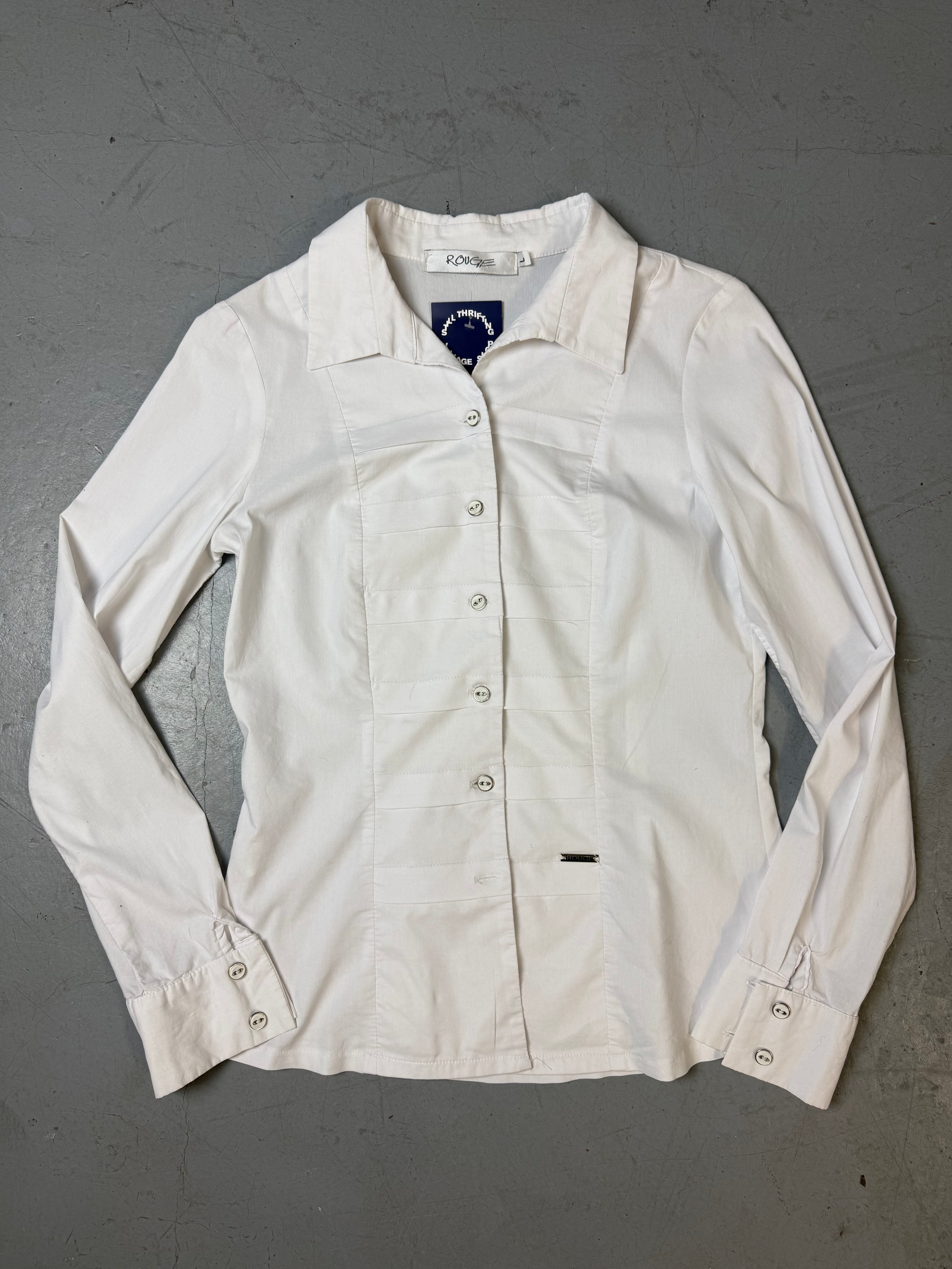 Vintage White Button Up Womens Shirt M