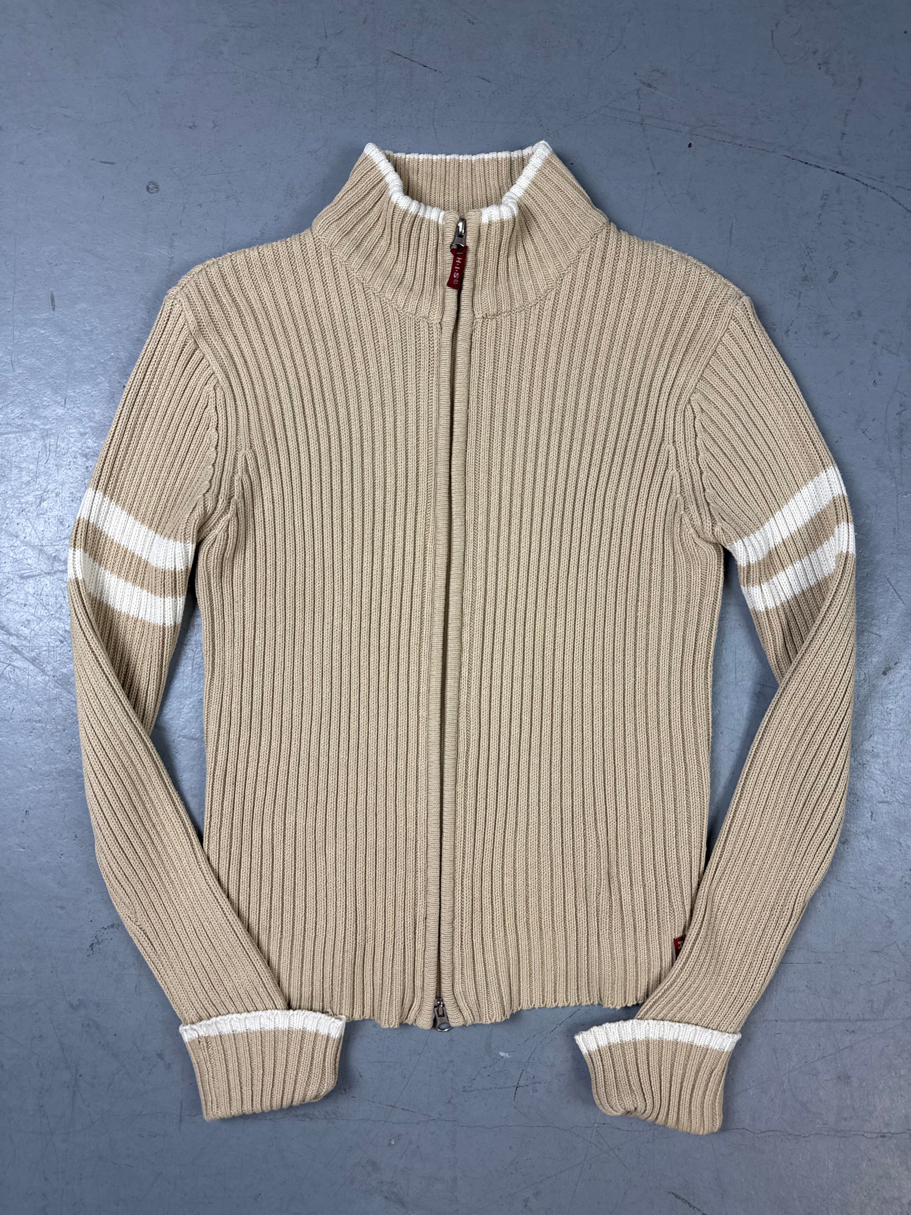 Vintage beige knit zipper Y2K 