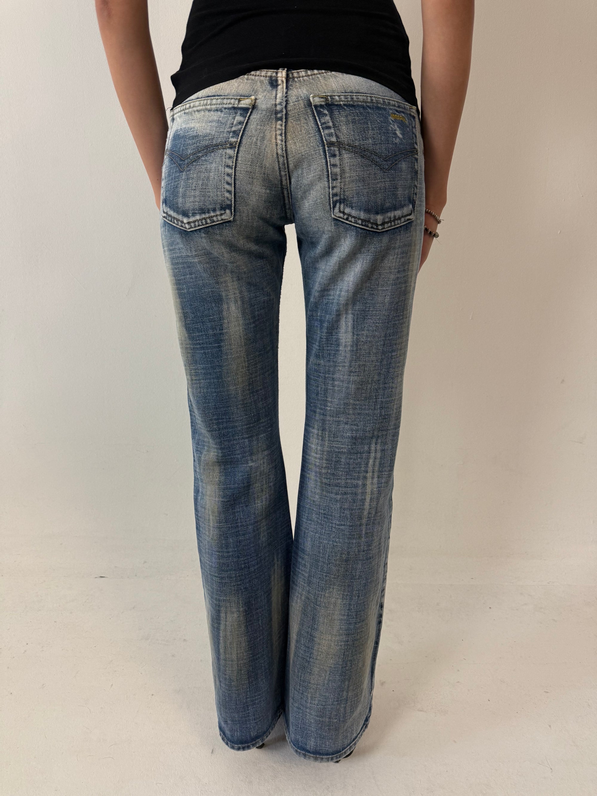 Vintage Blue and Brown Washed Bootcut Denim S