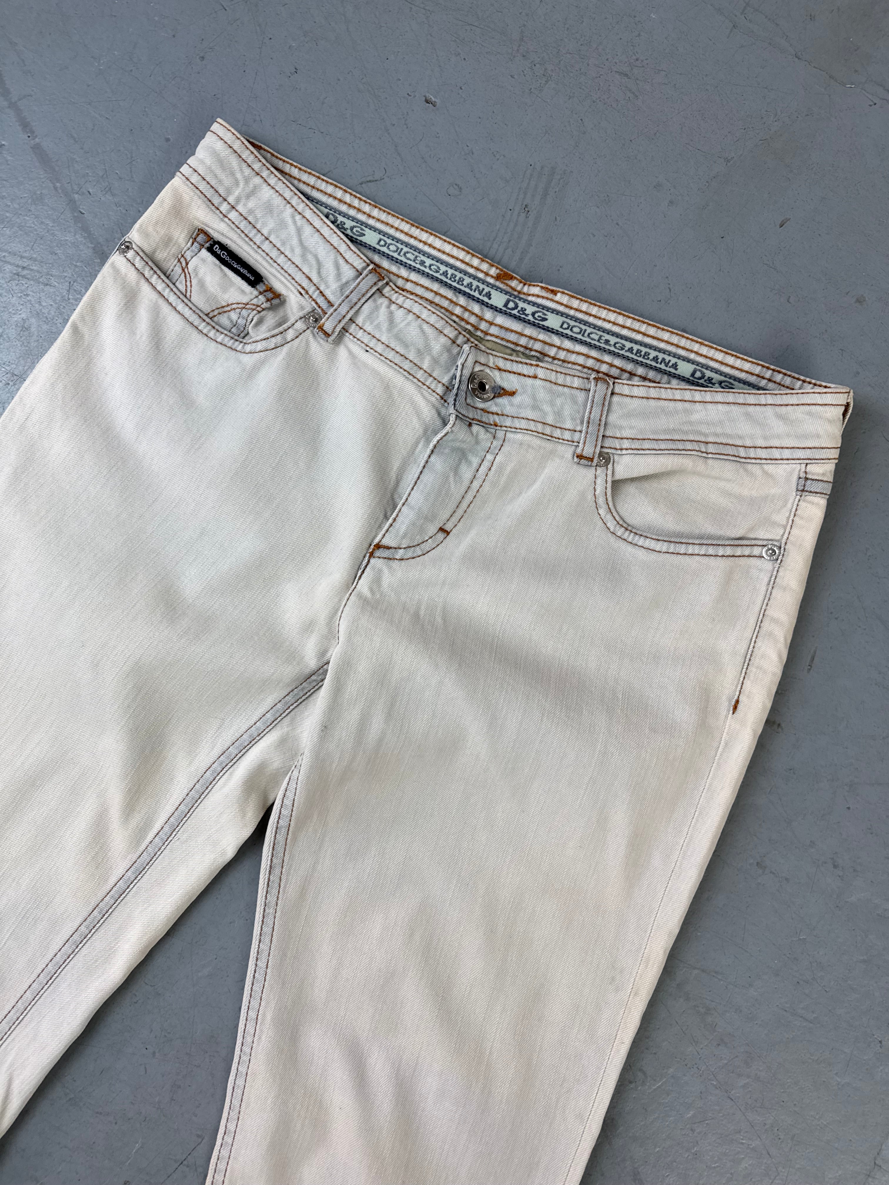 Vintage Dolce&Gabbana Beige Capri Pants für Damen. Y2K Second Hand 2000s Fashion