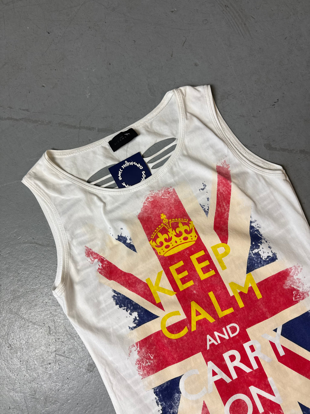 Vintage Richmond Keep Calm Tank Top with Cut Out Back M/L