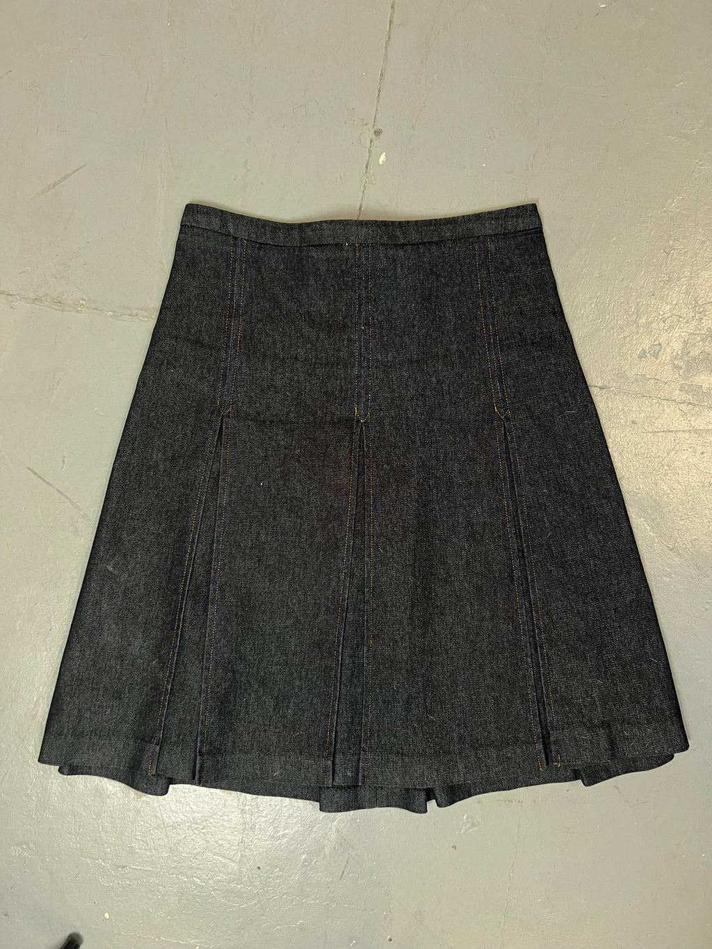 Vintage Black Denim Midi Skirt S