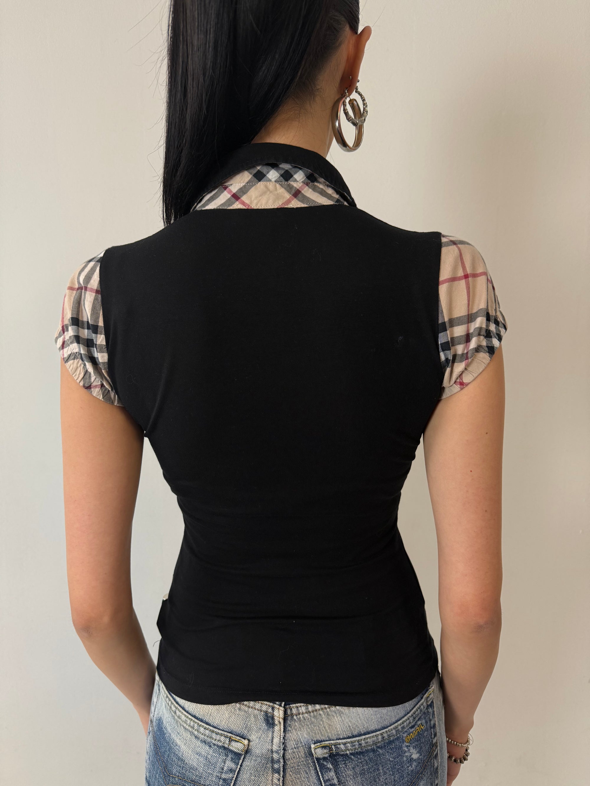 Vintage Burberry Black Polo Tee XS