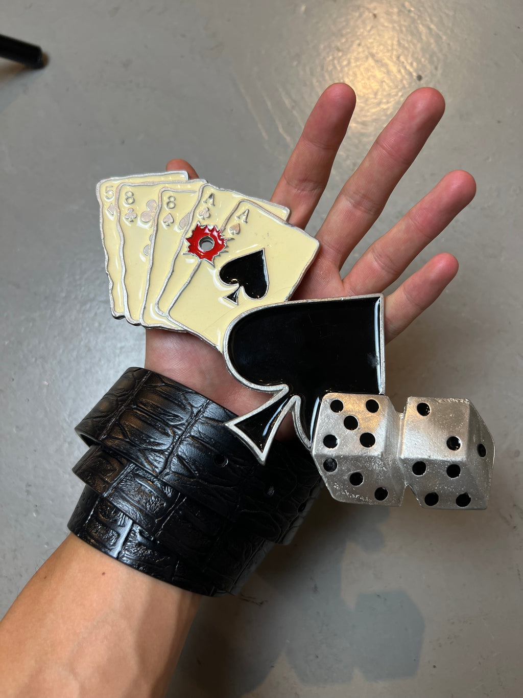 Vintage Black Crocodile Optic Leather Belt