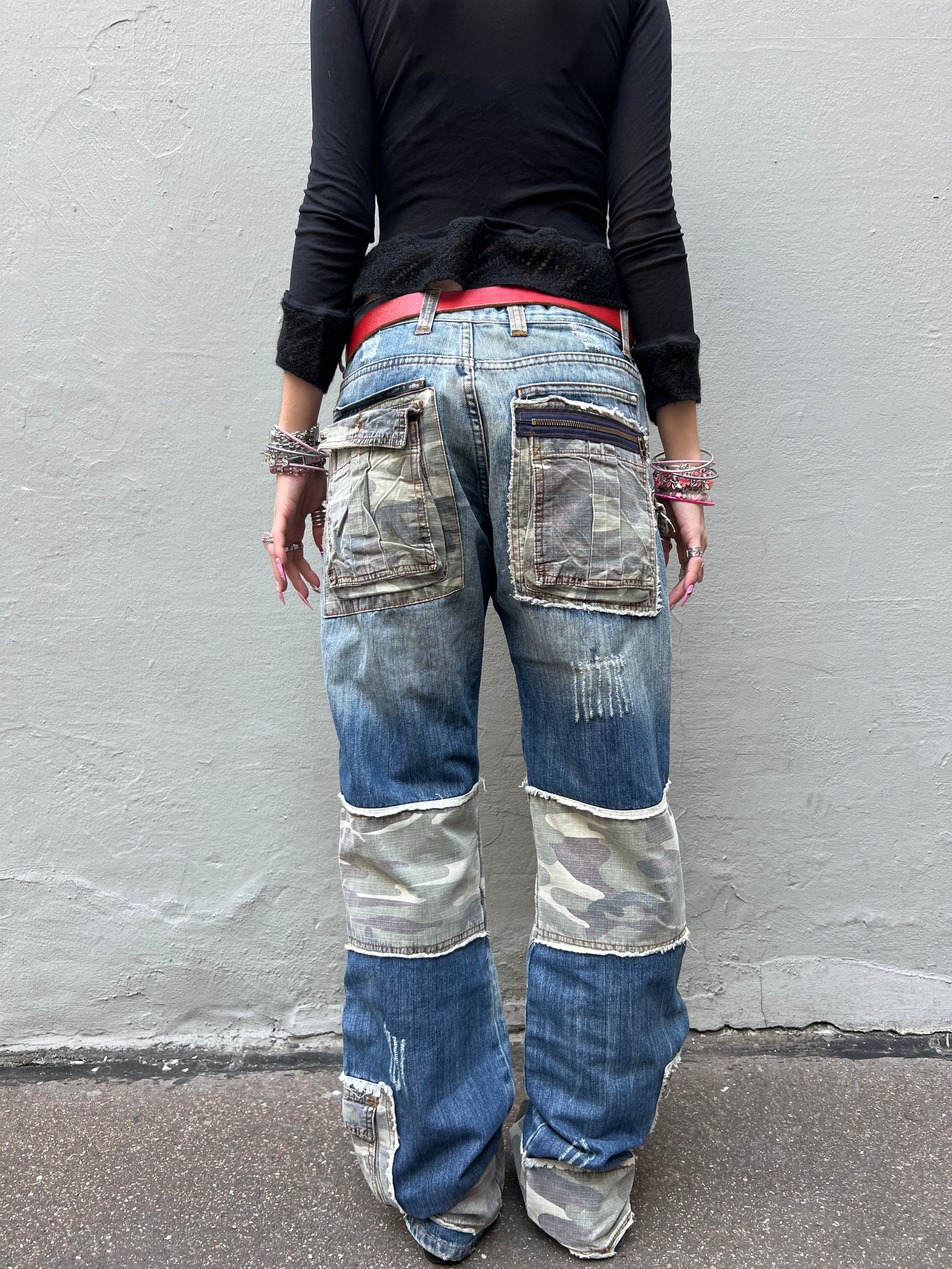 Vintage Camo Cargo Denim Pants L