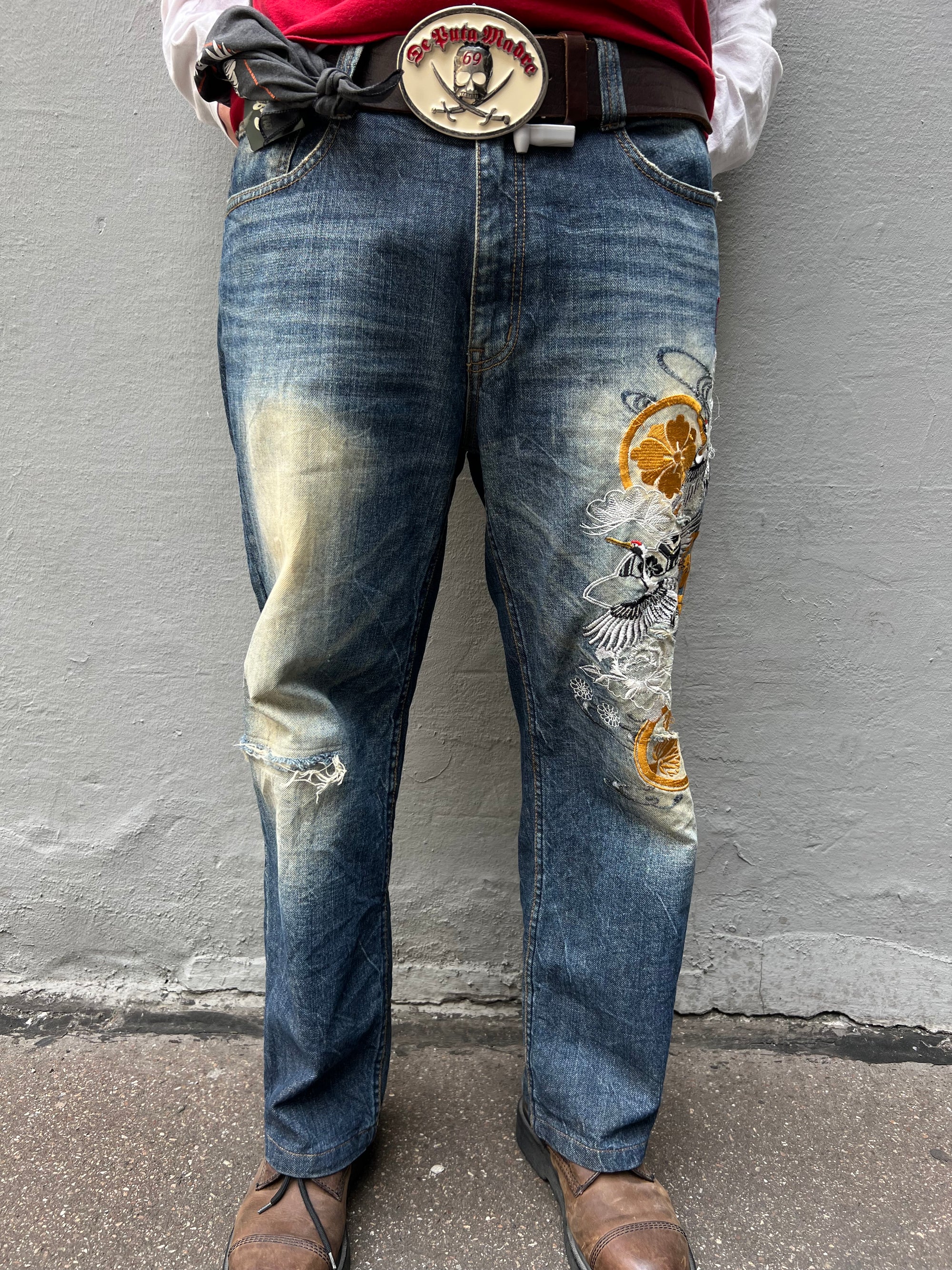 Vintage Japanese Crazy Printed Denim L/XL