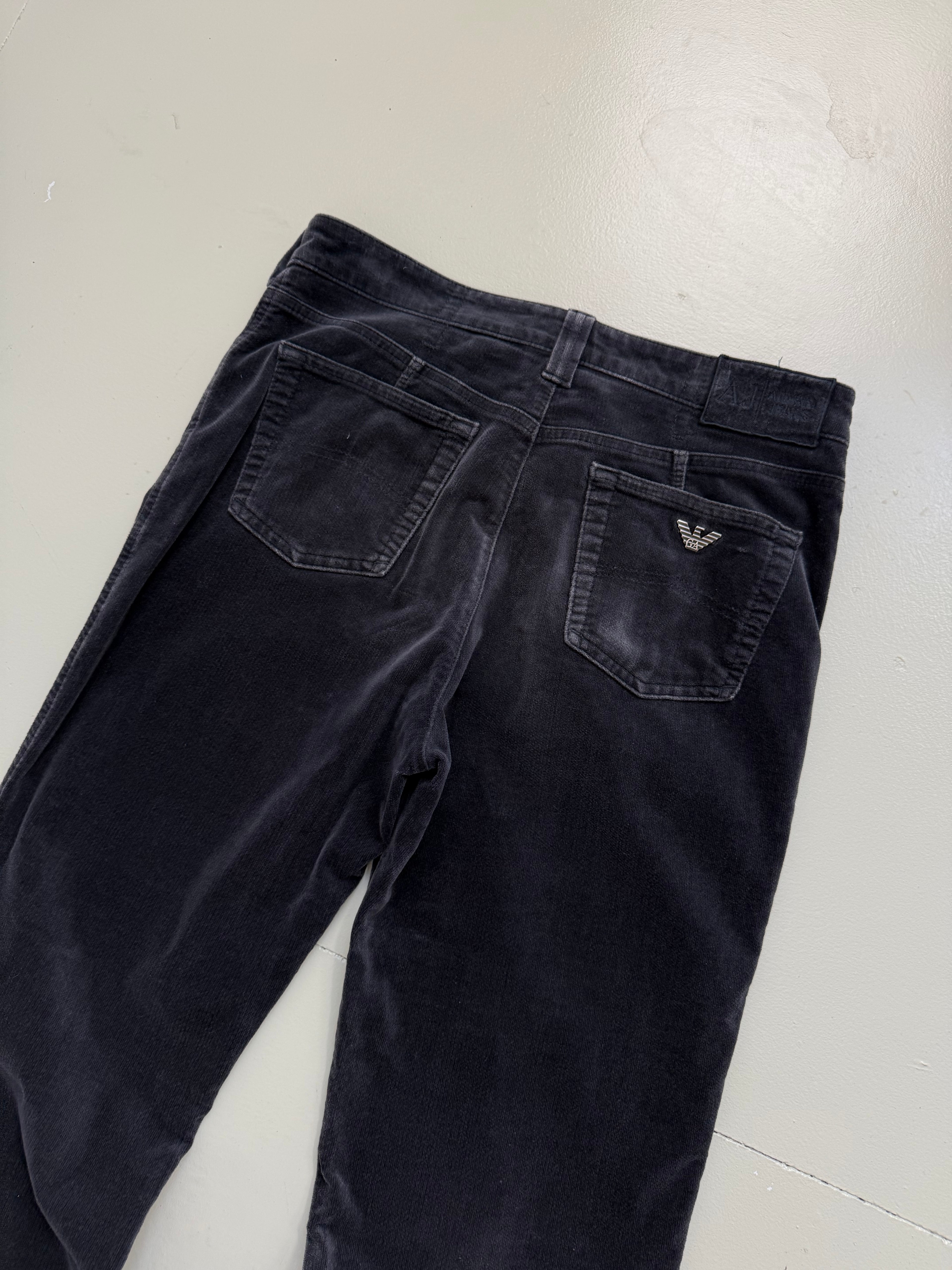 Vintage Armani Jeans Black Cord Straight Fit Pants M