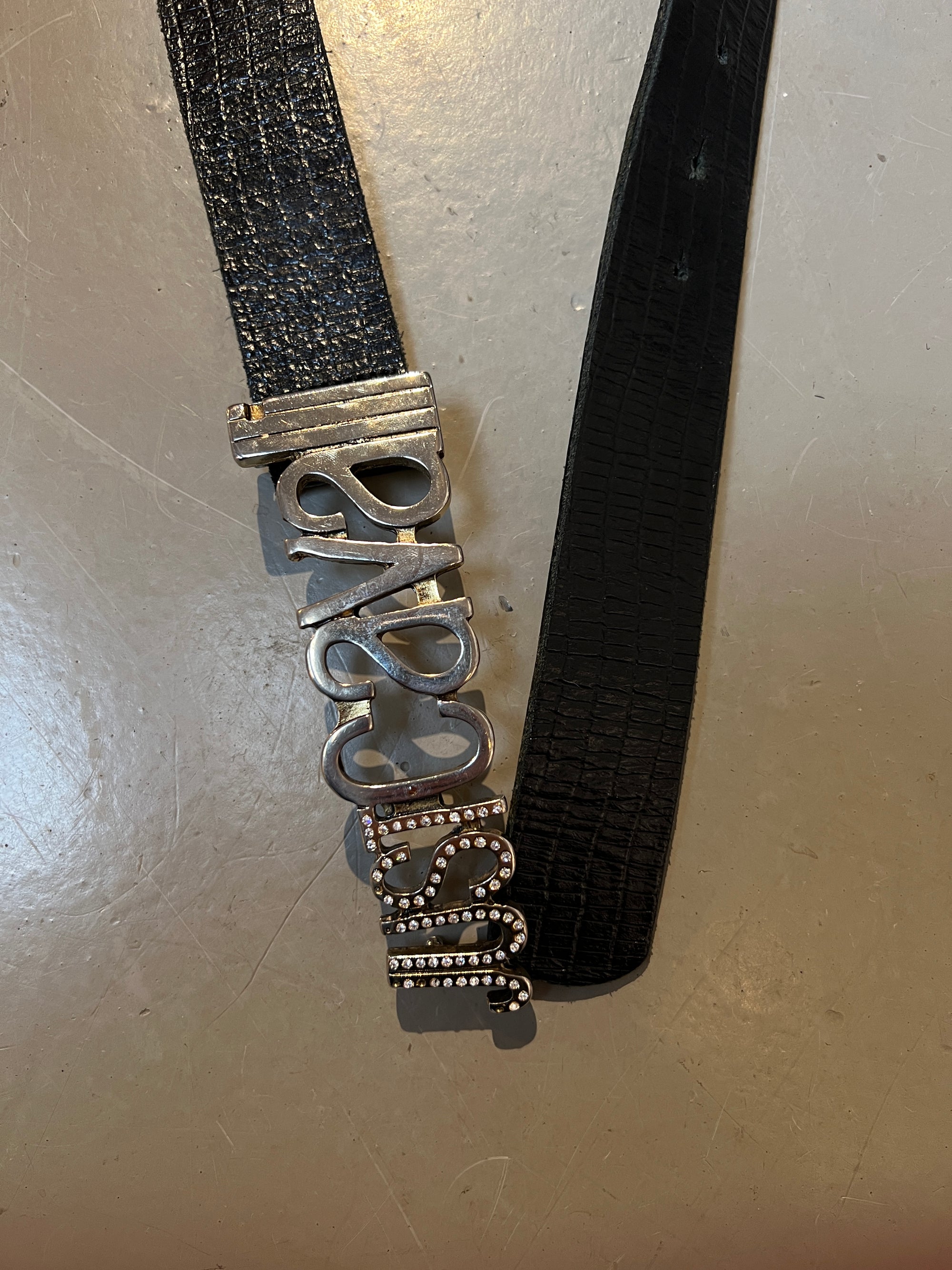 Vintage Black Just Cavalli Statement Rhinestones Leather Belt