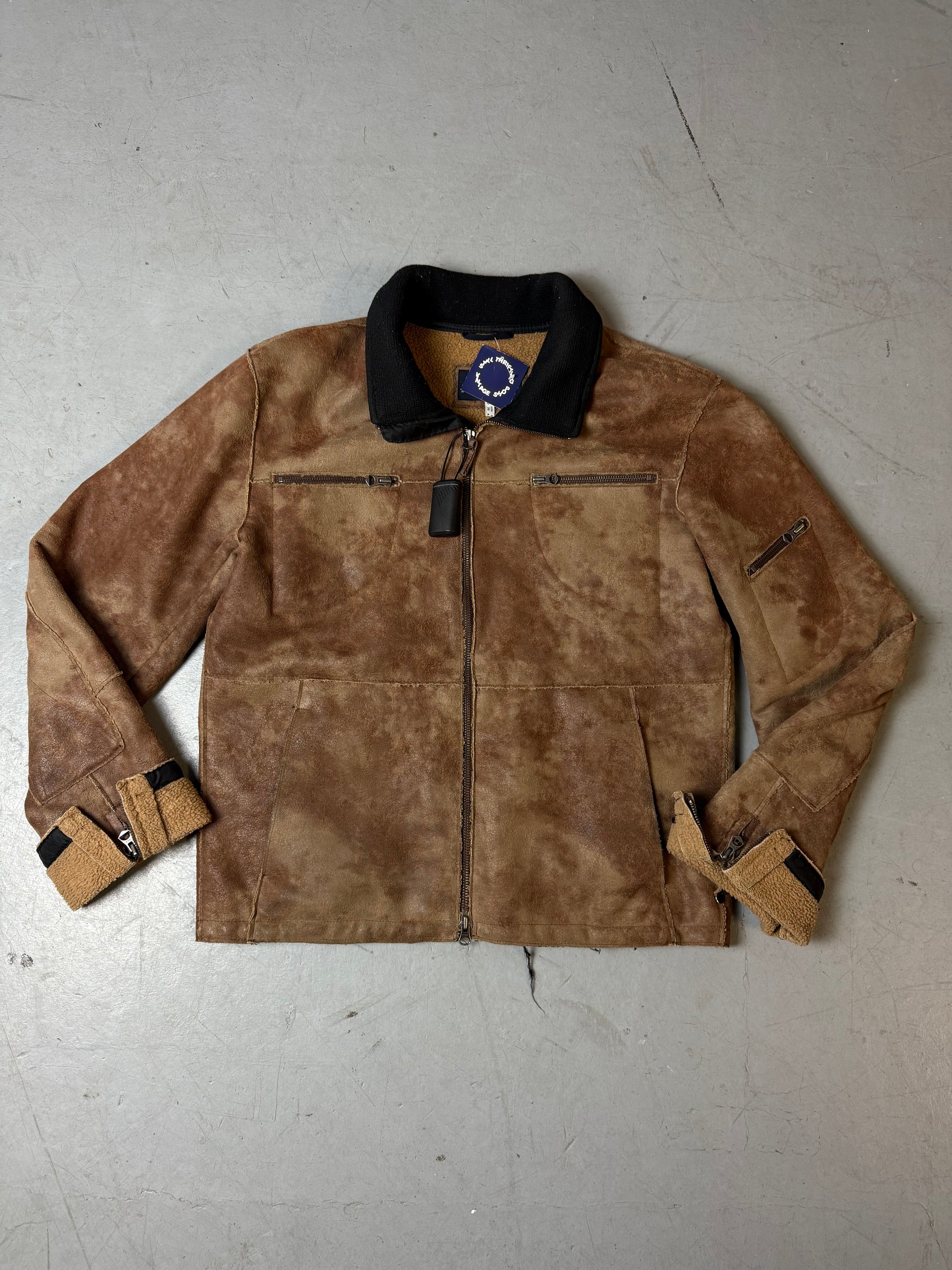 Vintage Armani Jeans Brown Faux Sherling Jacket M/L