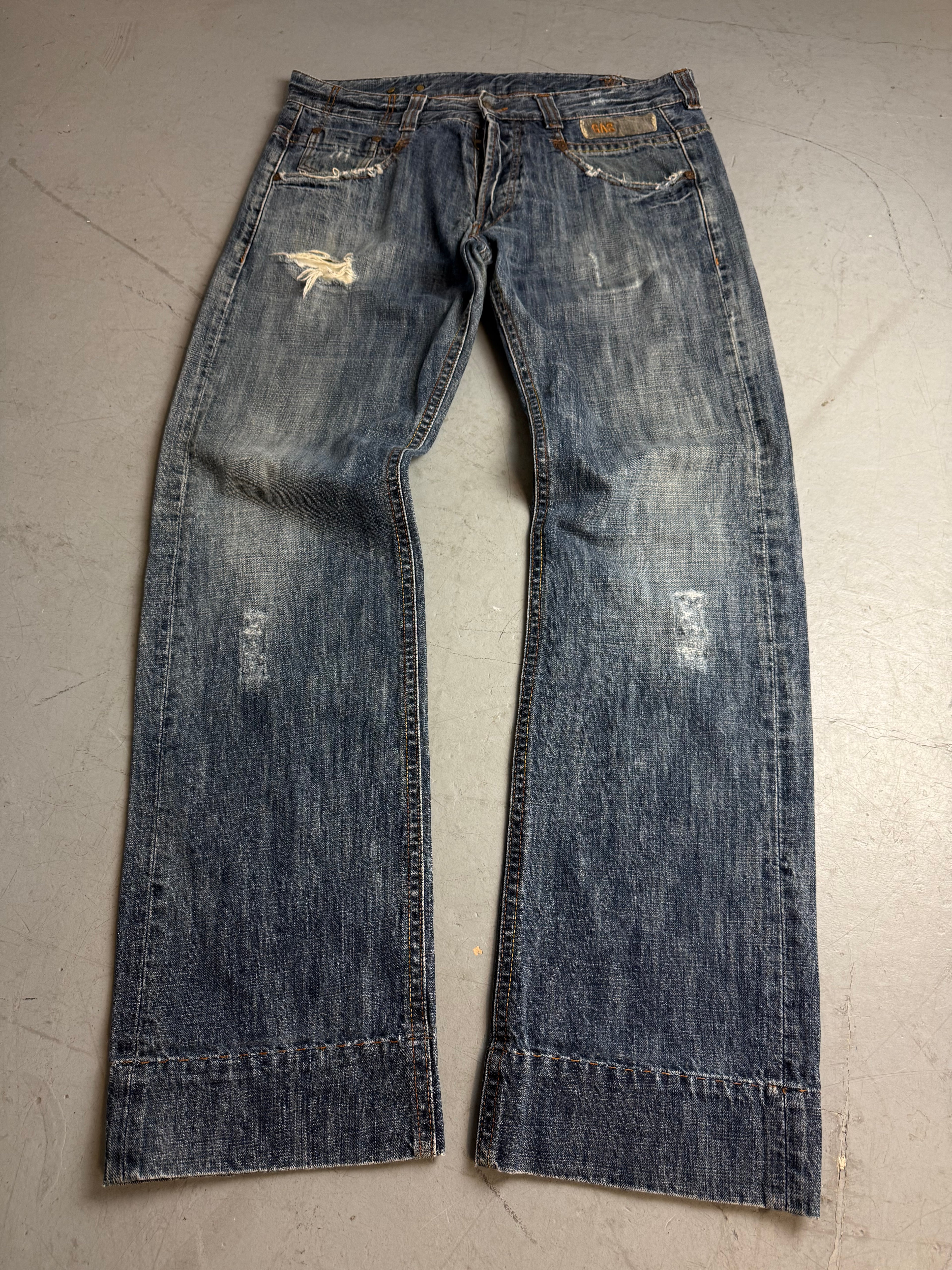 Gas Super Tall Baggy Denim Jeans für Herren. Vintage Y2K second Hand Fashion. 