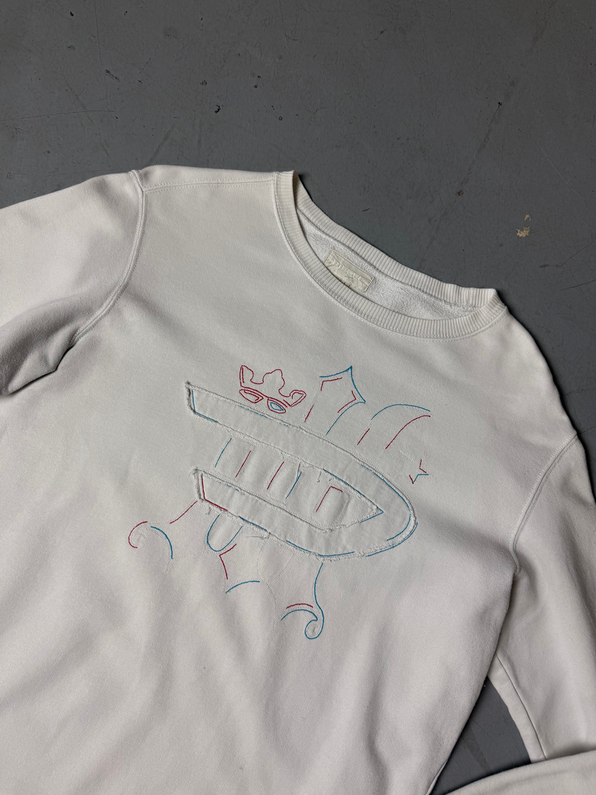 Vintage White Diesel Logo Crewneck Sweater M/L