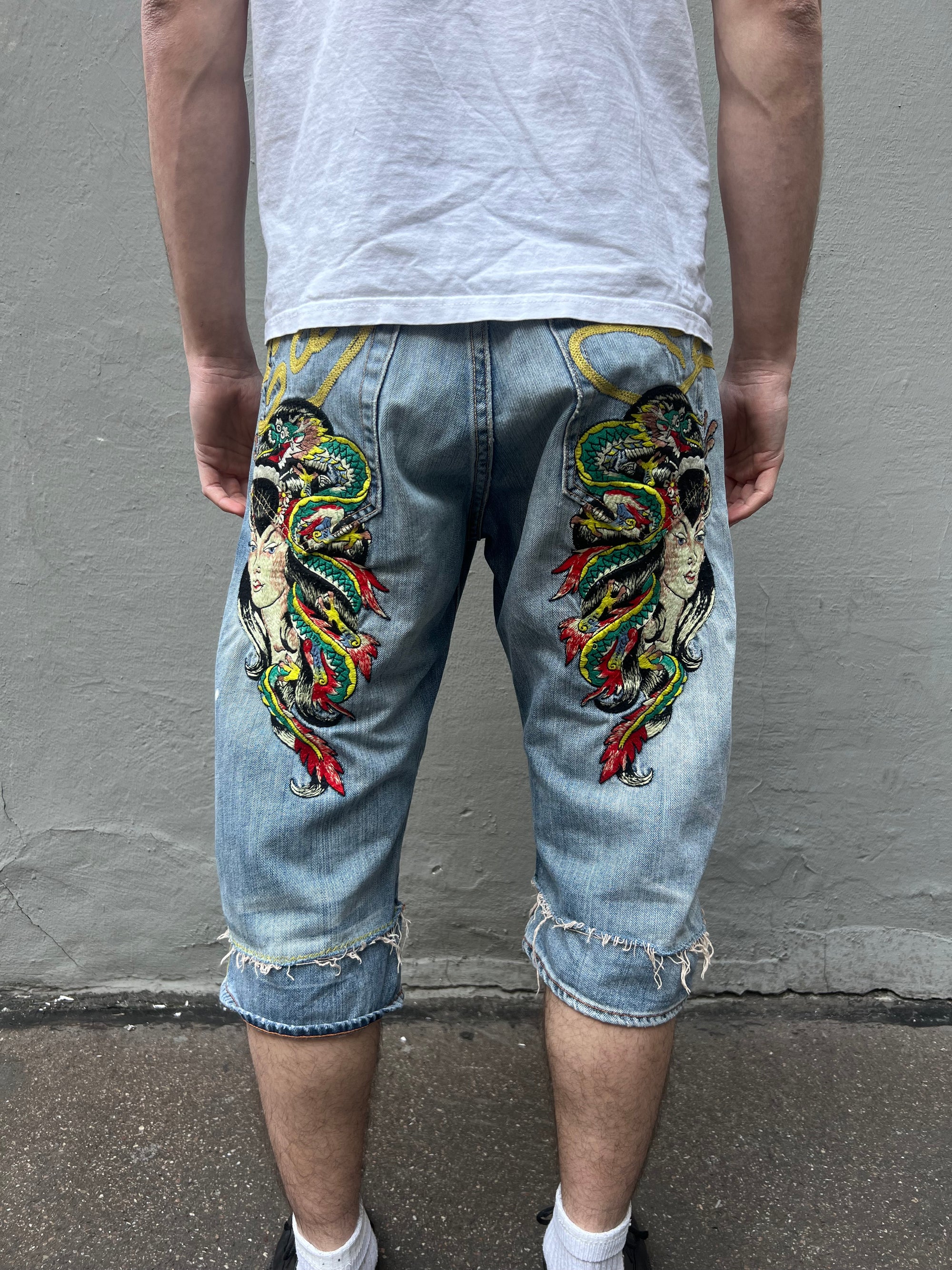 Vintage Ed Hardy Blue Jorts L