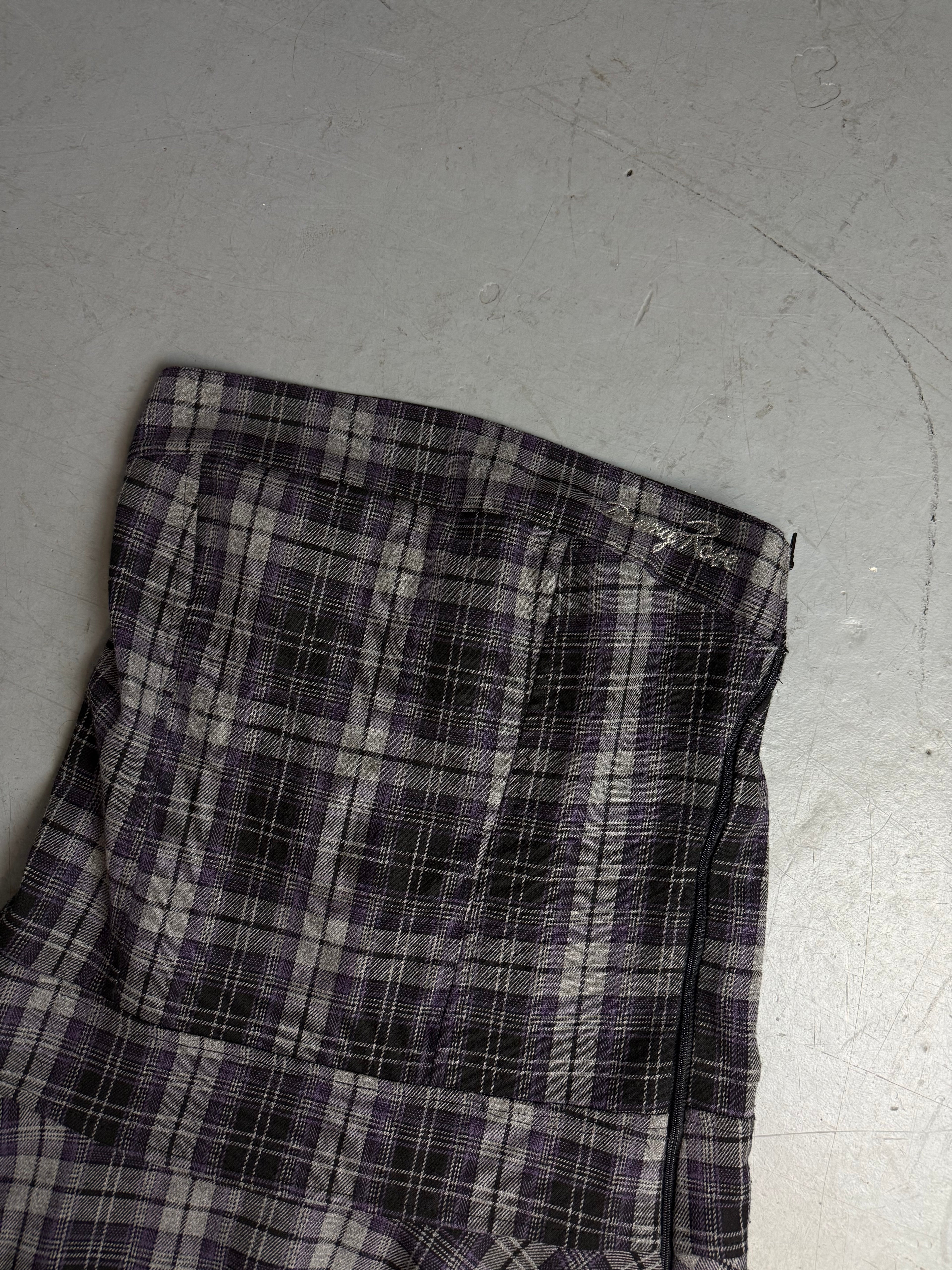 Vintage Denny Rose Purple Plaid Strapless Mini Dress M