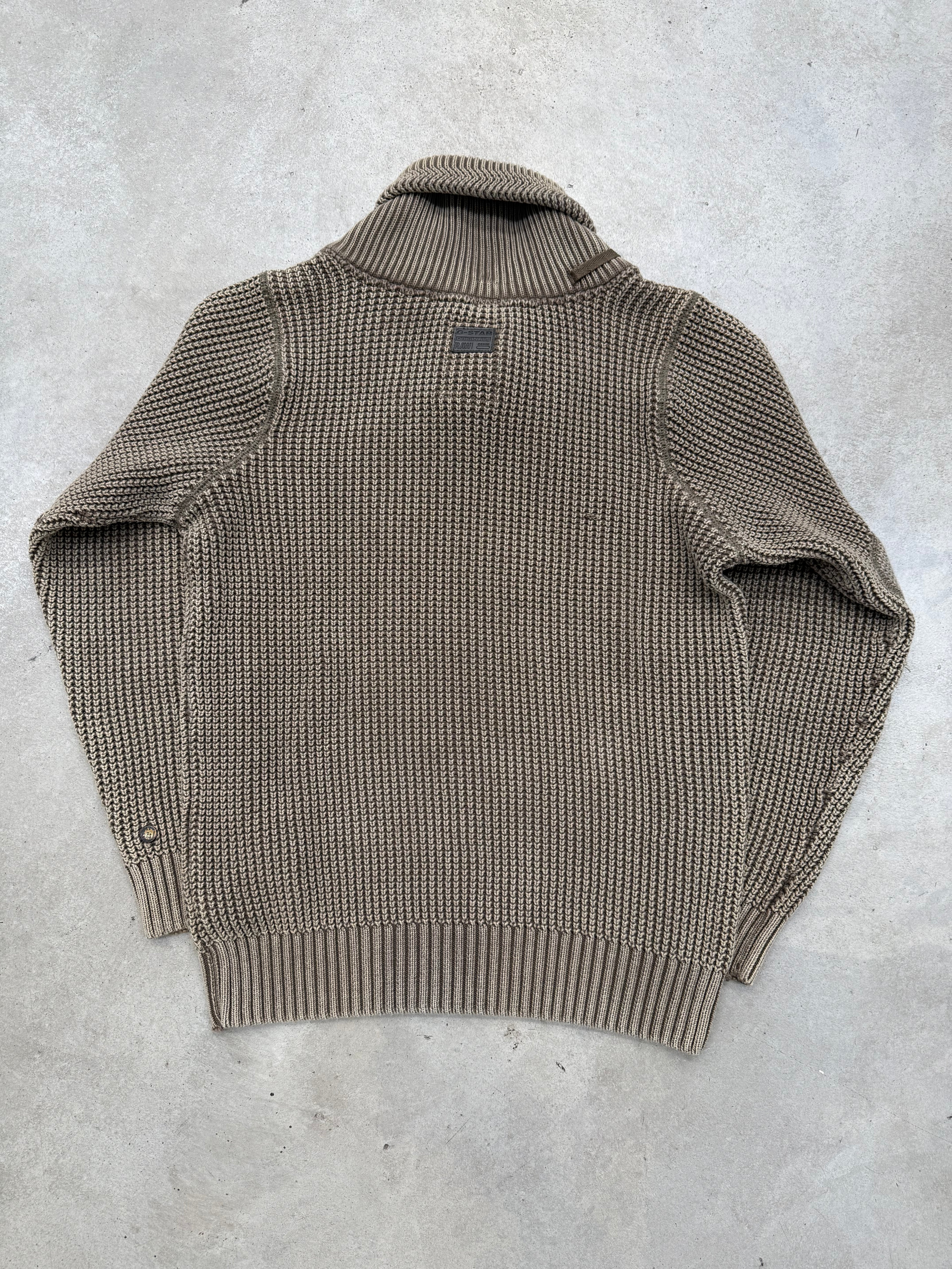 Vintage G-Star Raw Brown Waffle Knit Sweater M