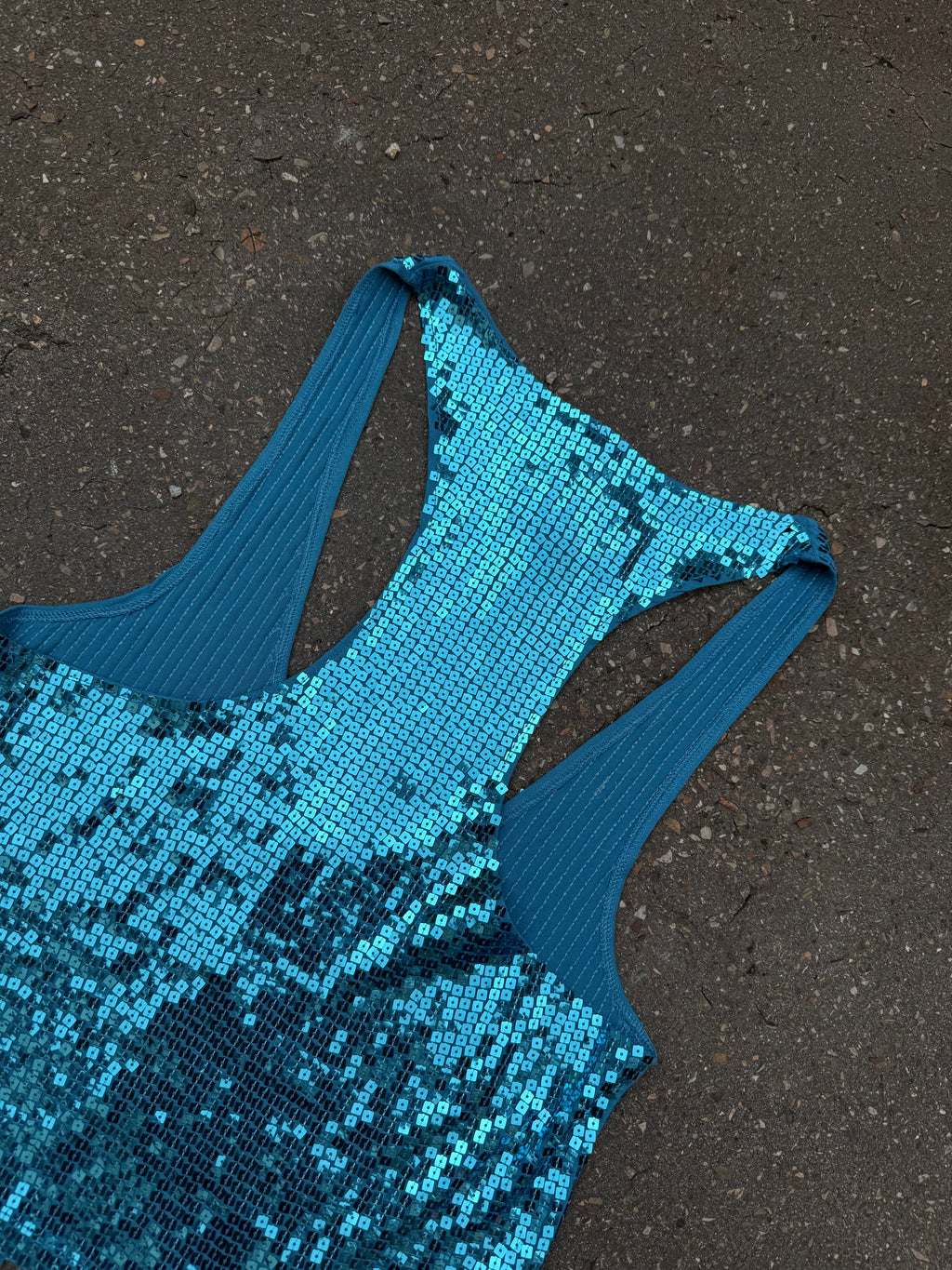 Vintage Y2K Blue Party Glitter Top M