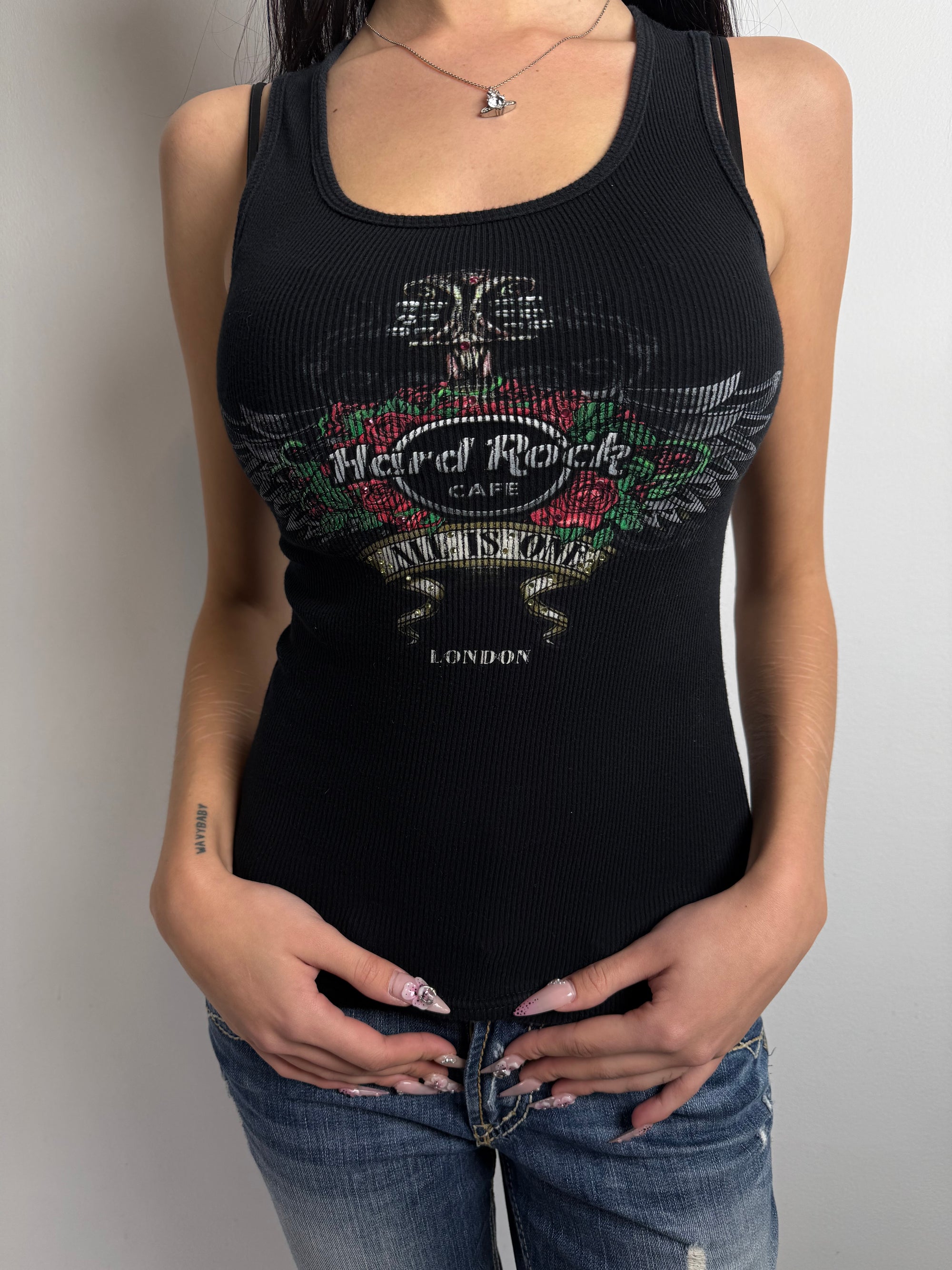 Tragebild von Vintage Hard Rock Café Tank Top XS von vorne
