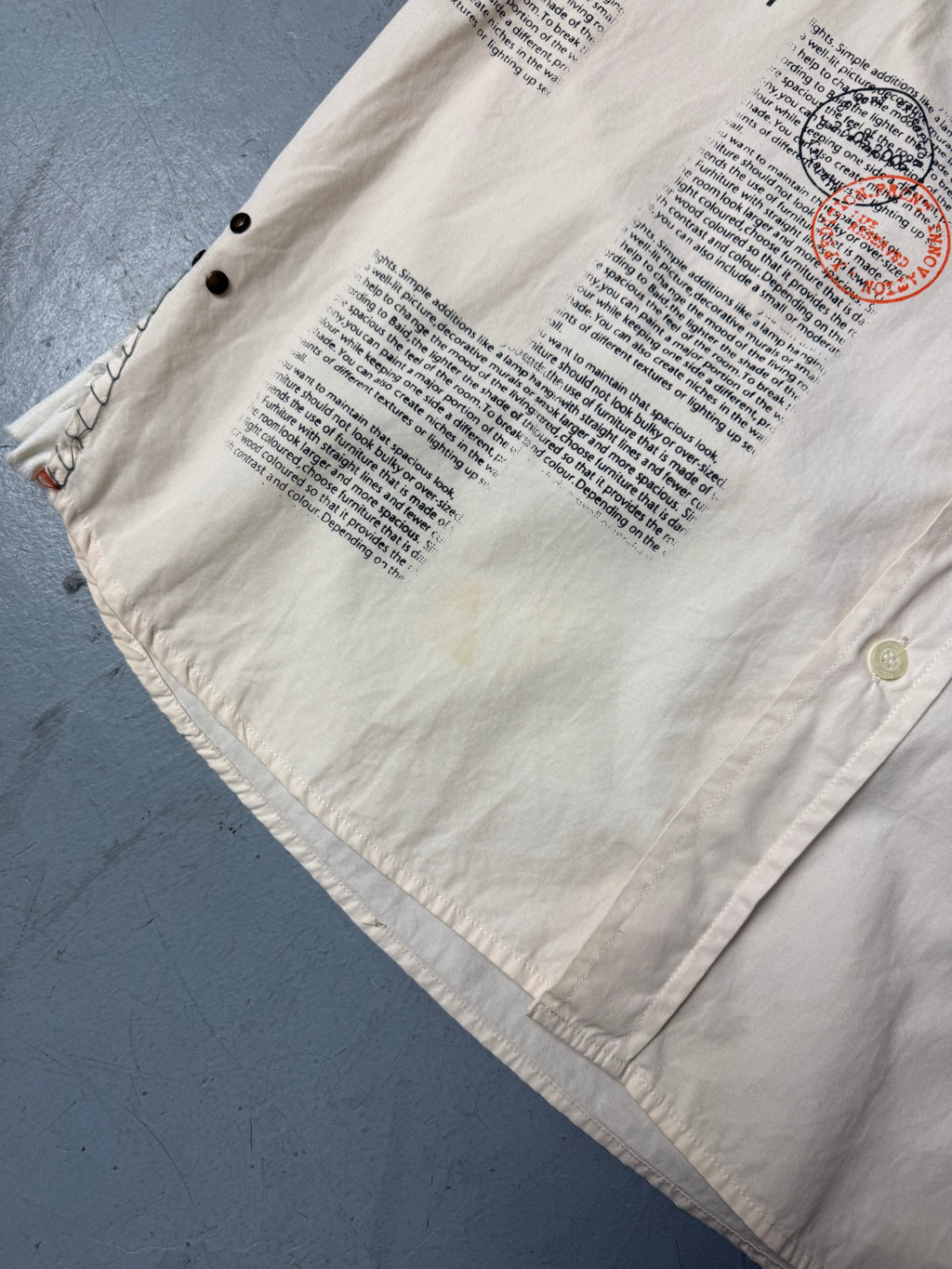 Vintage Guru Beige Printed Button Up Shirt L