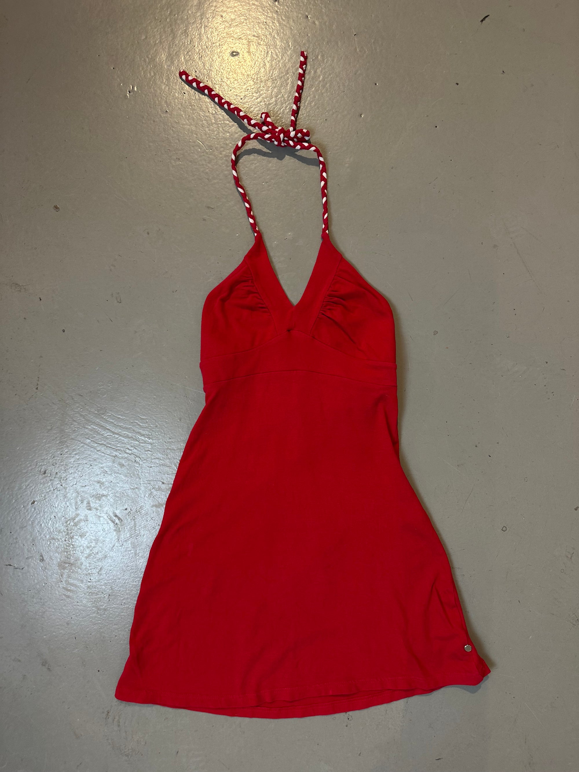 Vintage Red Neckholder Midi Dress S