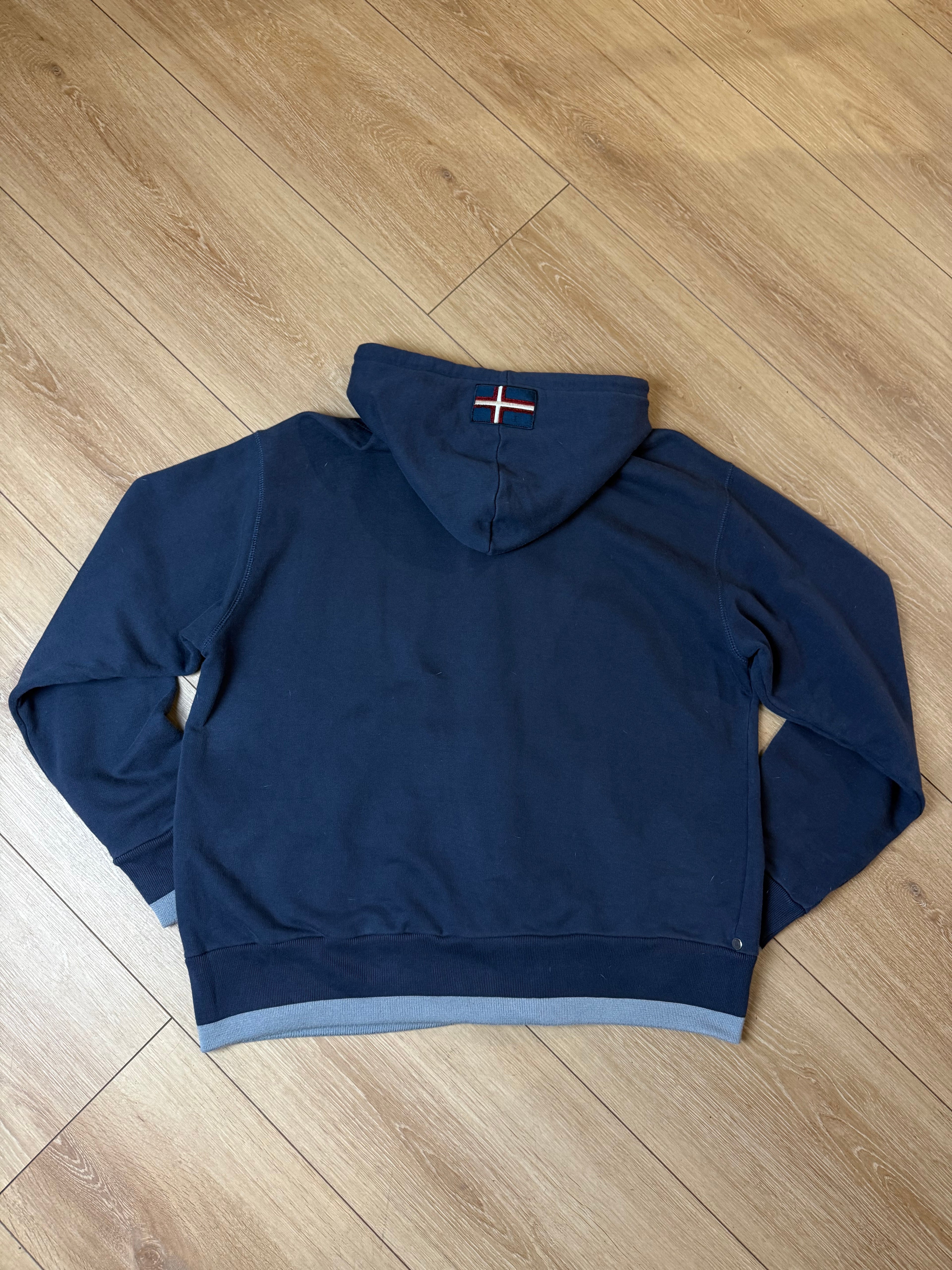 Produktbild von einem Vintage Napapijri Dark Blue Zip Up Sweater von hinten