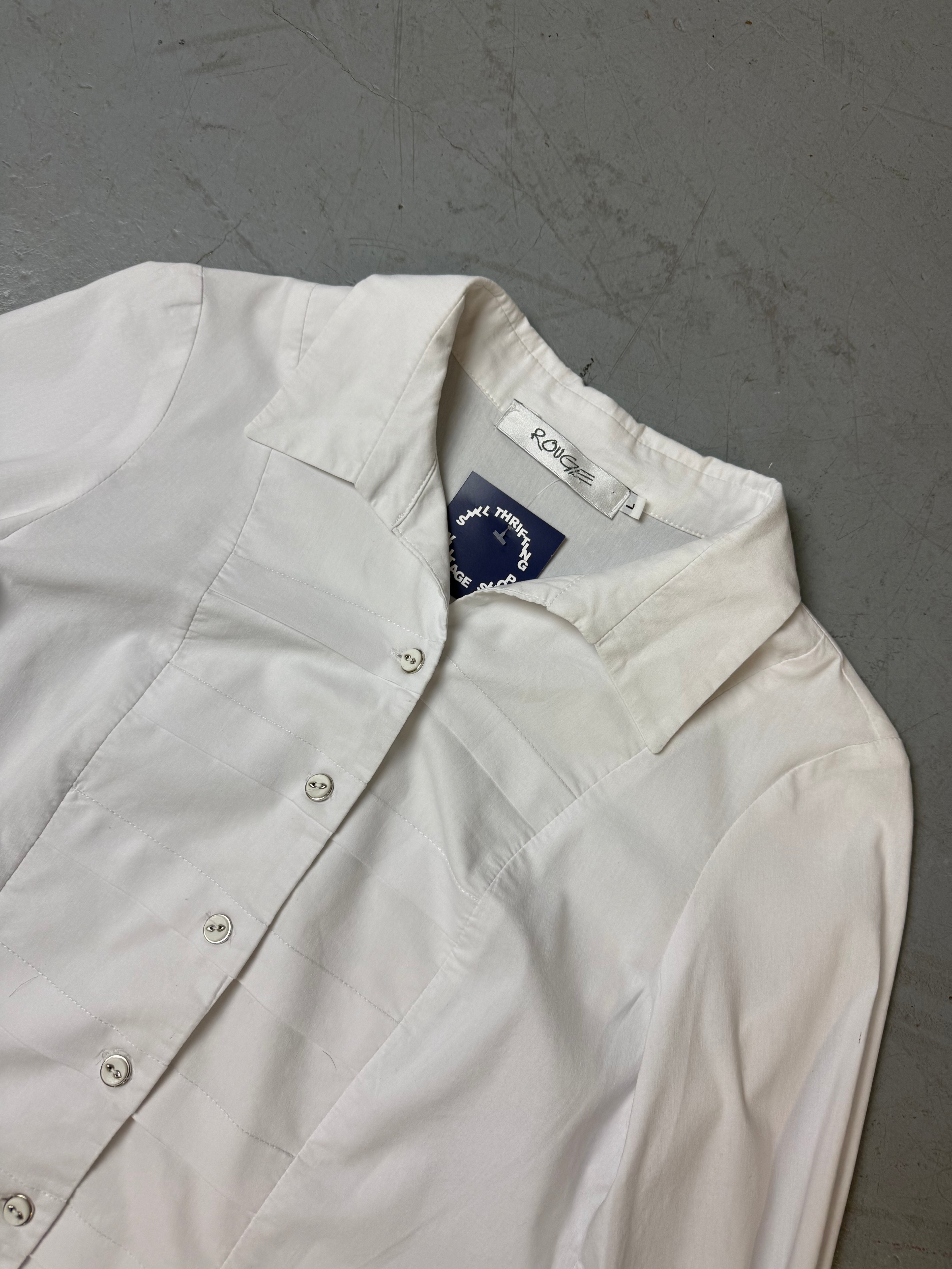 Vintage White Button Up Womens Shirt M