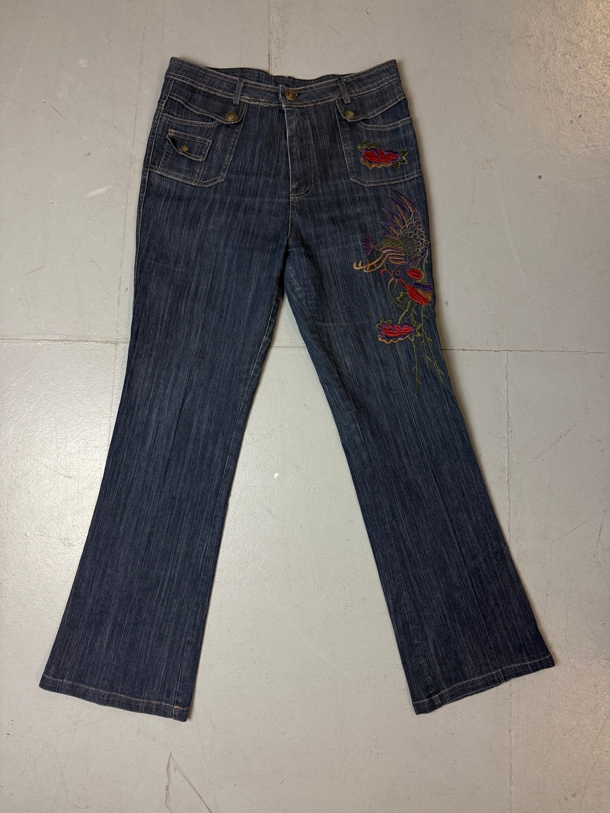 Vintage Dark Blue Denim with Stitching M