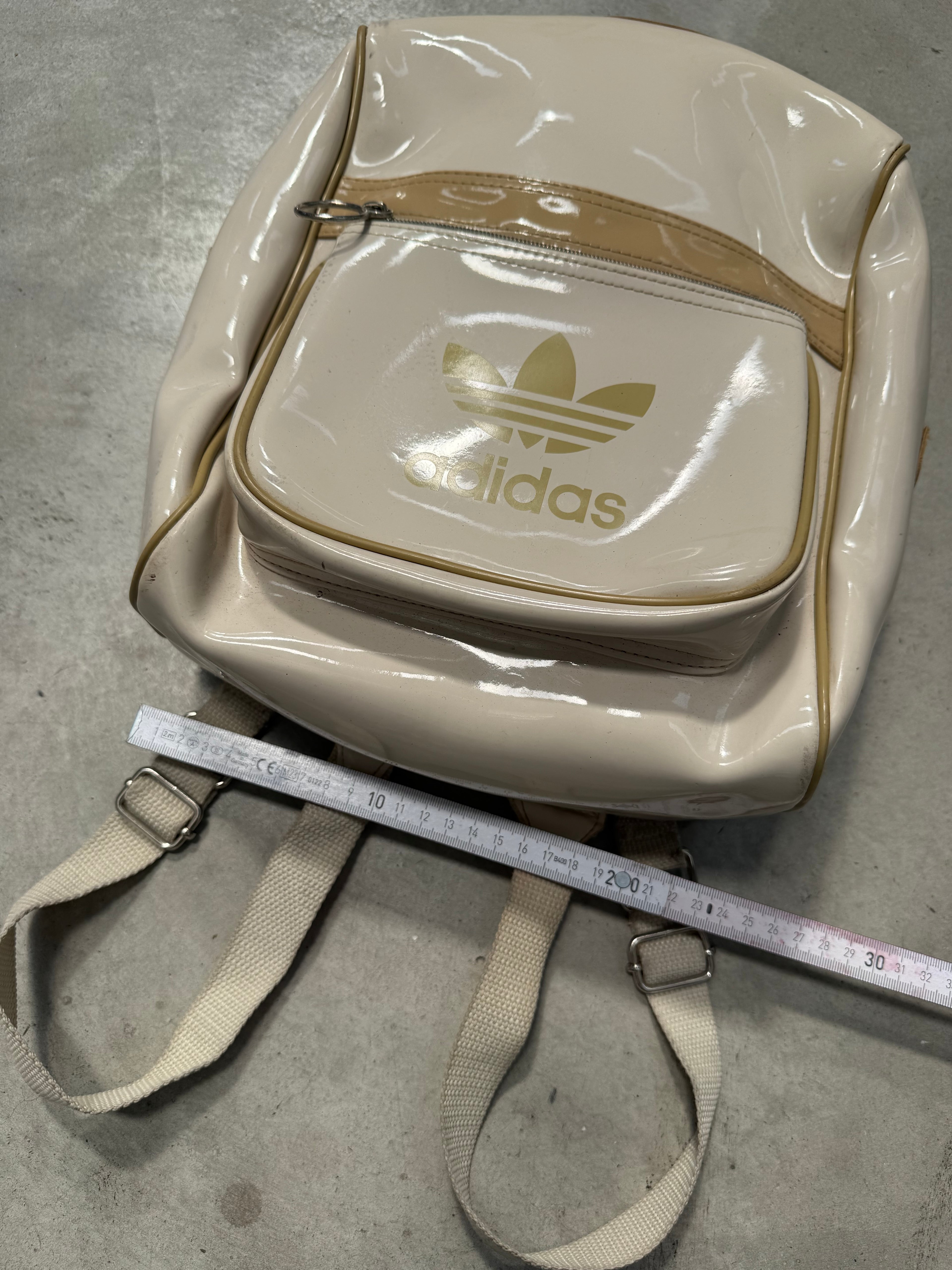Vintage Adidas White and Gold Backpack