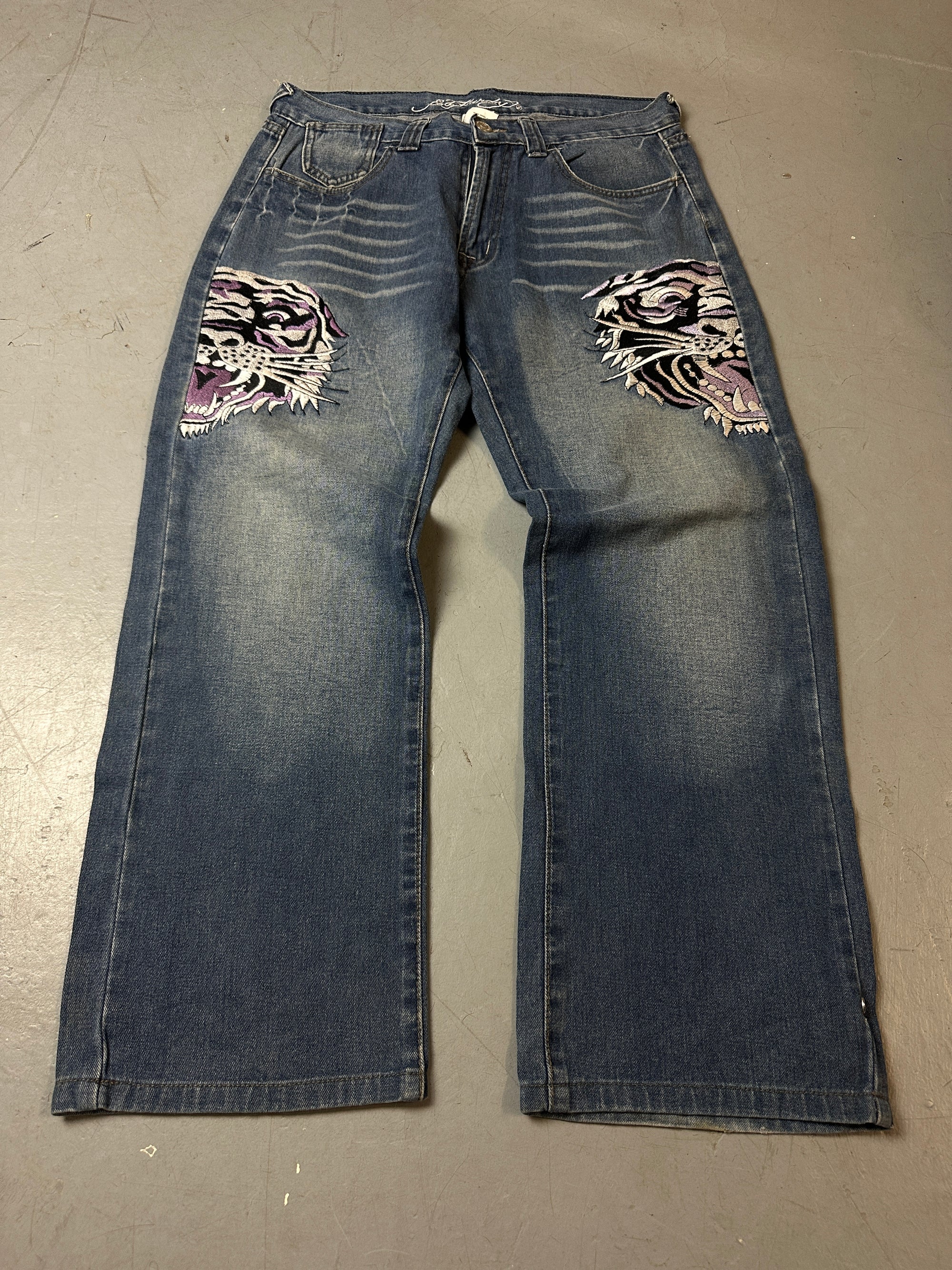 Produktbild von Vintage Ed Hardy Printed Tiger Denim von vorne