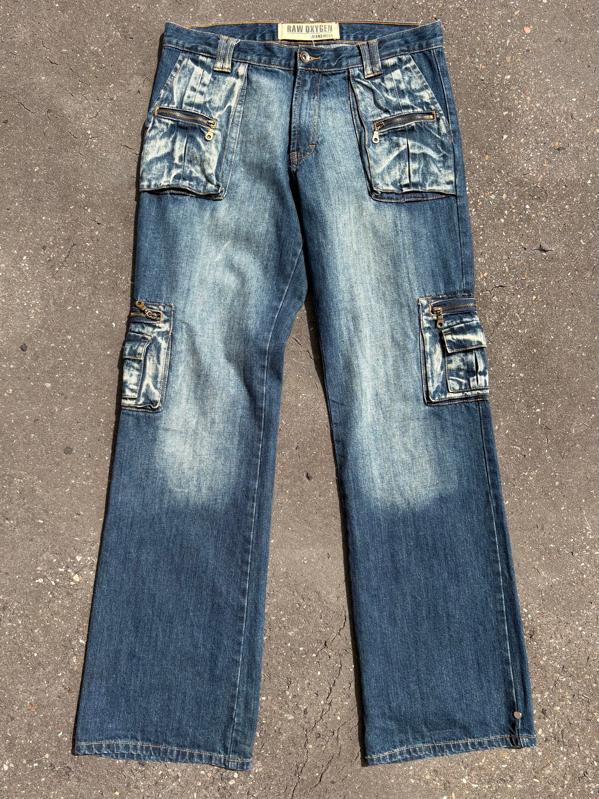 Vintage Dark Blue Denim Cargo Pants L