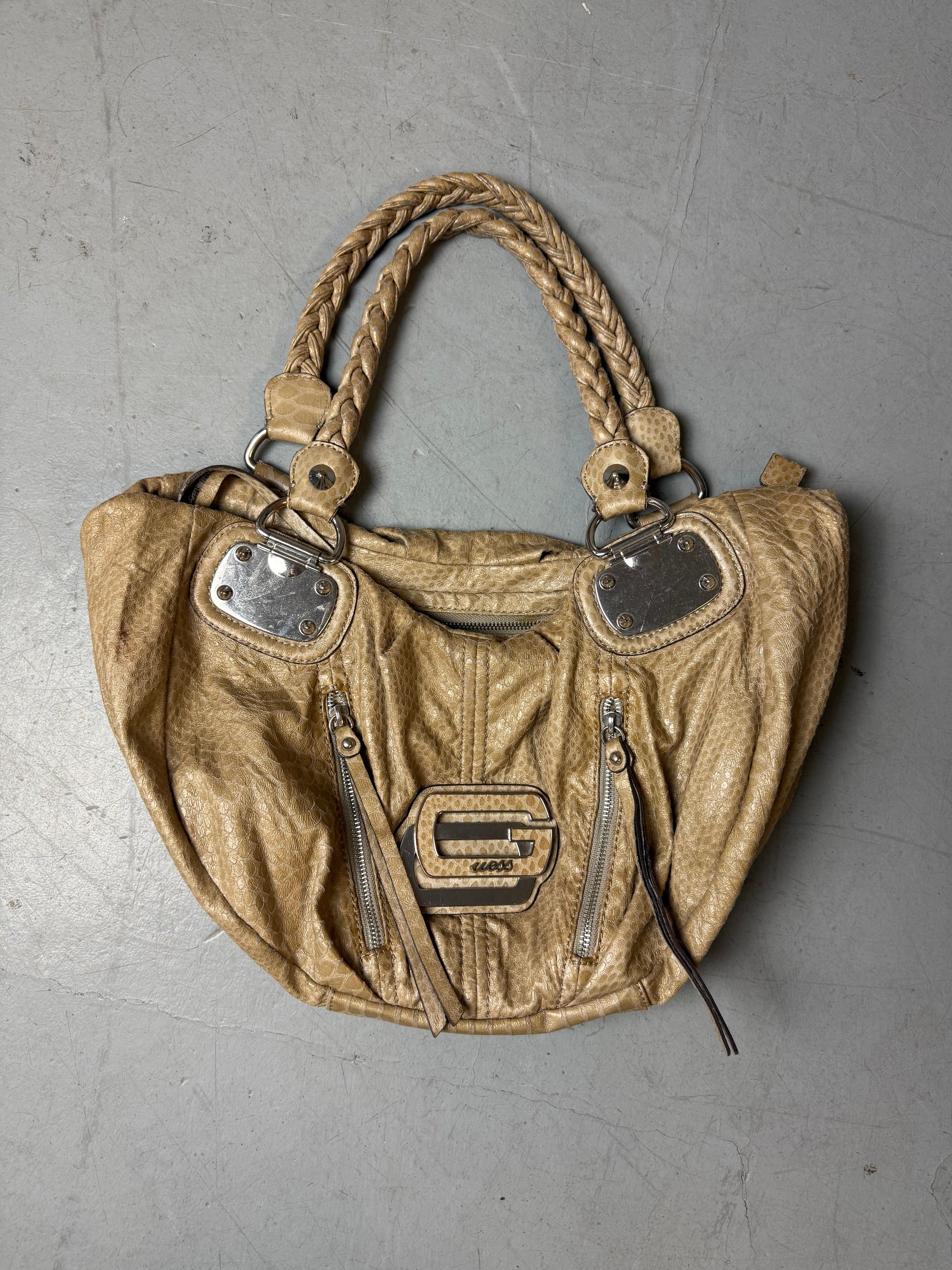 Produktbild von einer Vintage Guess Y2K Beige Snake Optic Bag von vorne