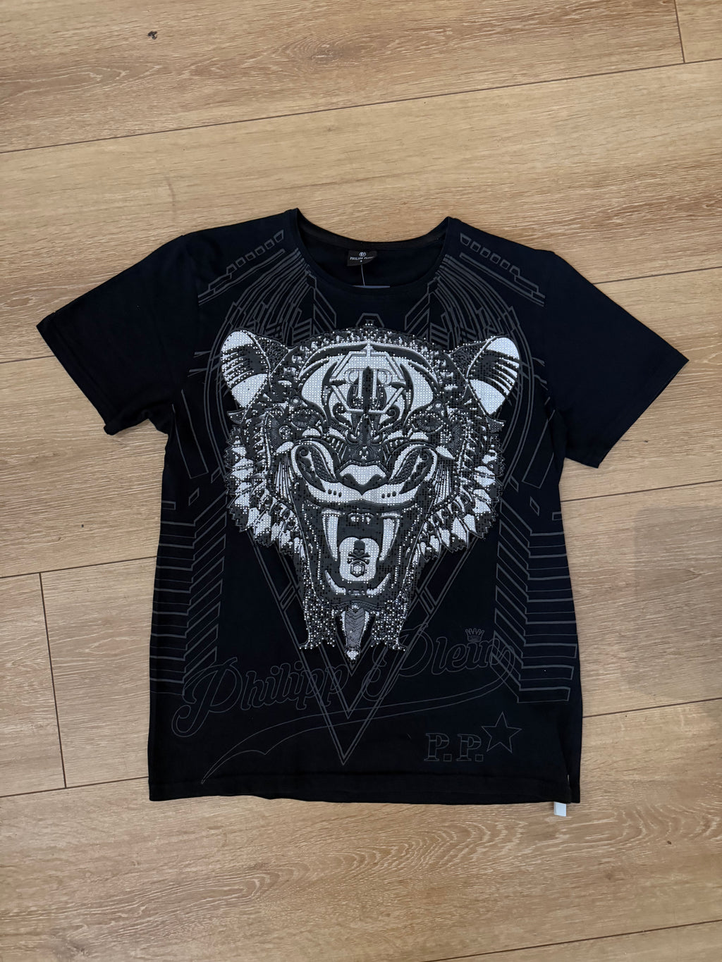 Produktbild Vintage Philipp Plein Rhinestone Tiger T-Shirt von vorne 