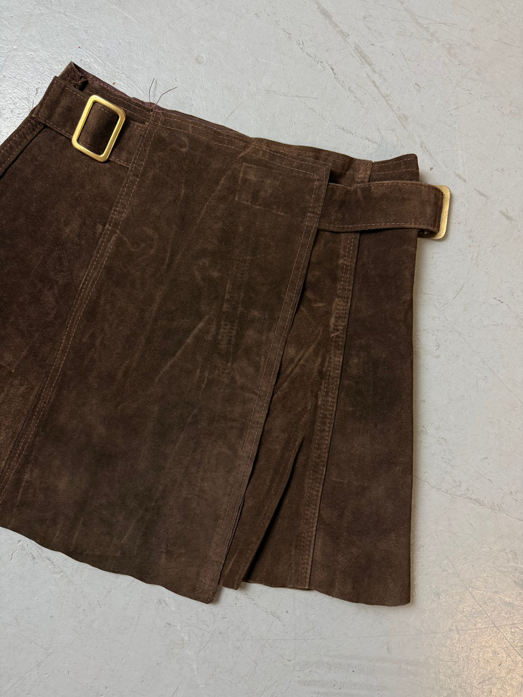 Vintage Brown Suede Mini Skirt XS