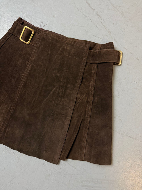 Vintage Brown Suede Mini Skirt XS