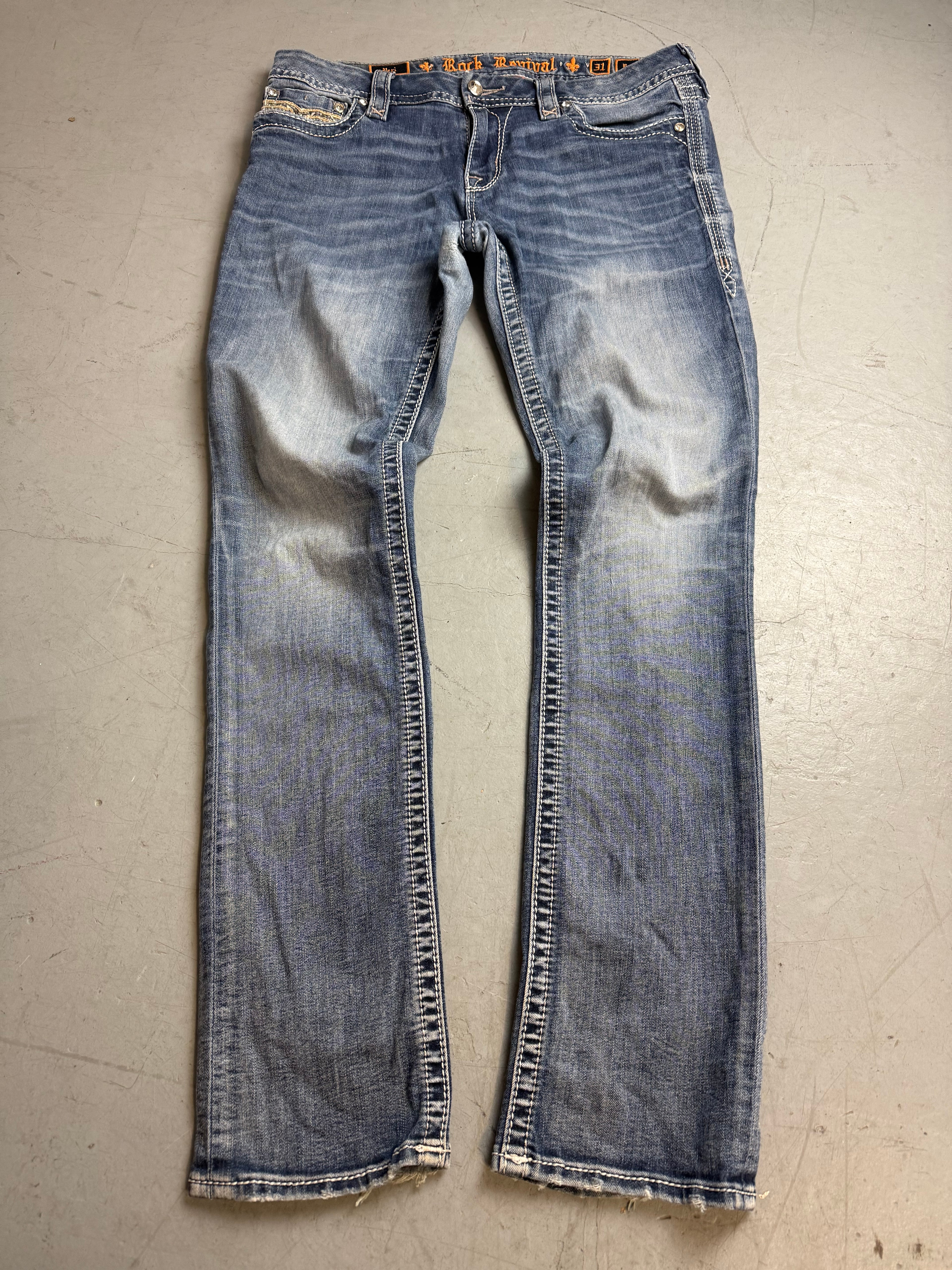 Vintage Y2K Rock Revival Low Waist Straight Leg Denim XL